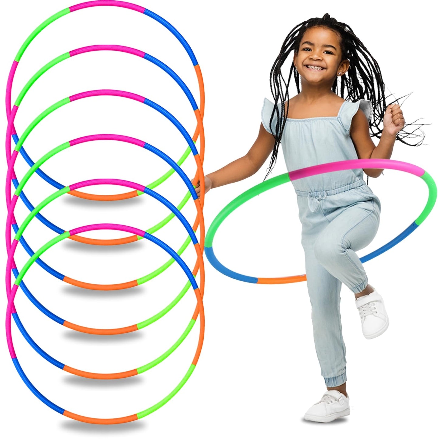 VALUE BUNDLE - Snap Together Detachable Kids Hula Hoop for Playing, 32-Inch (Pack of 6)