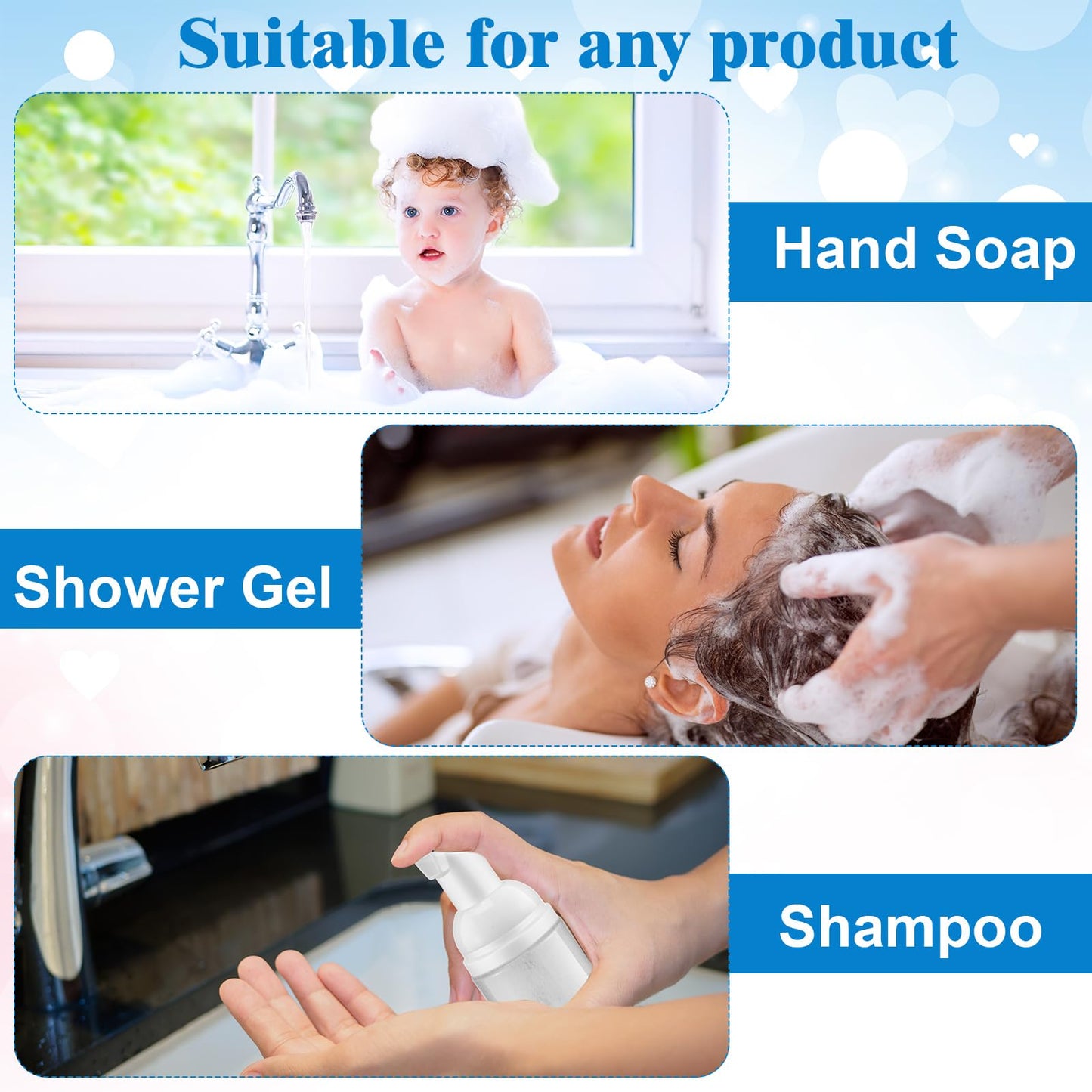 Dandat 120 Pcs Empty Foam Pump Bottles Bulk 2oz/60ml Mini Plastic Refillable Soap Dispenser Bottles for Shampoo Lotion Lash Cleanser Foaming Travel Cleaning Cosmetic