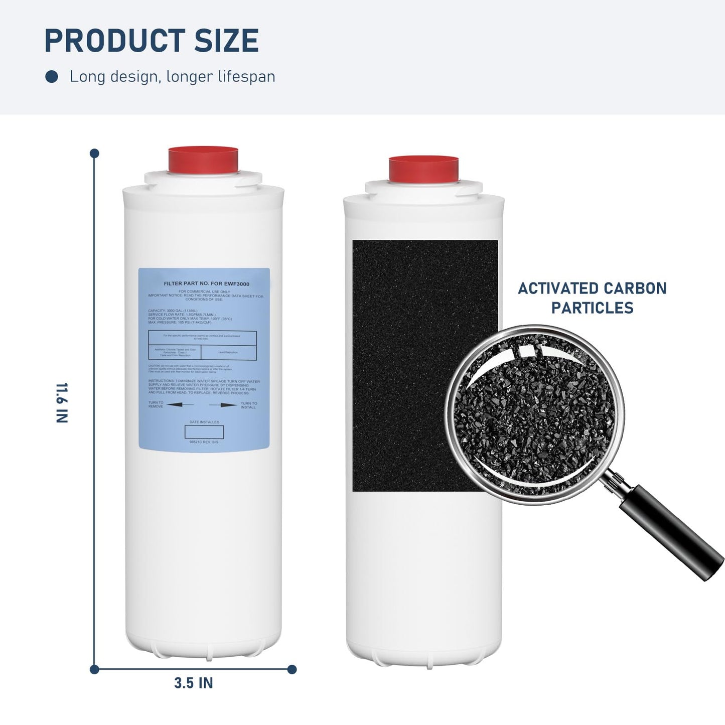 51300C Water Replacement Filter Compatible with Elkay 51300C EWF3000, and Ezh20 Bottle Filling Station, 3000 Gallon Water Filter Replacement for ERF750, 51299C, 55898C (No Chip)