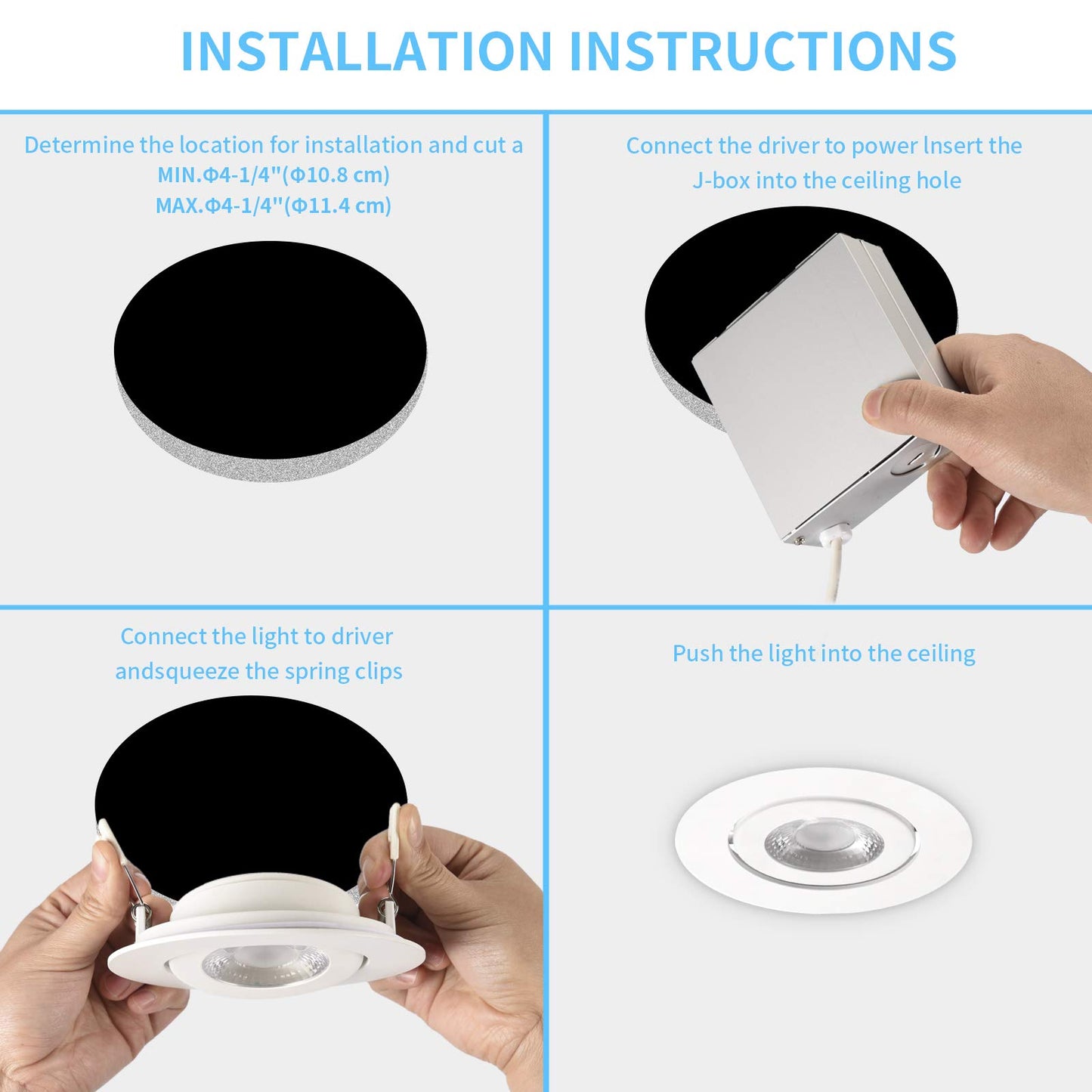 4 Inch Led Recessed lights Ultra-Thin Adjustable Eyeball Gimbal LED Recessed Lighting with Junction Box 9 Watts 750Lm Dimmable ceiling light ETL Listed (2700K/3000K/3500K/4000K/5000K Option 6Pack)