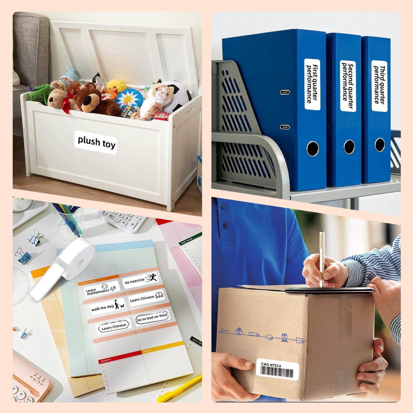 Label Maker Tape - 6 Rolls(1260 Pieces) Compatible for D11/D110/D101 Printer Paper Stickers Waterproof Standard Laminated Tear-Resistant Office Home Name File Folder Clothes (0.59x 1.18 Inch, White)