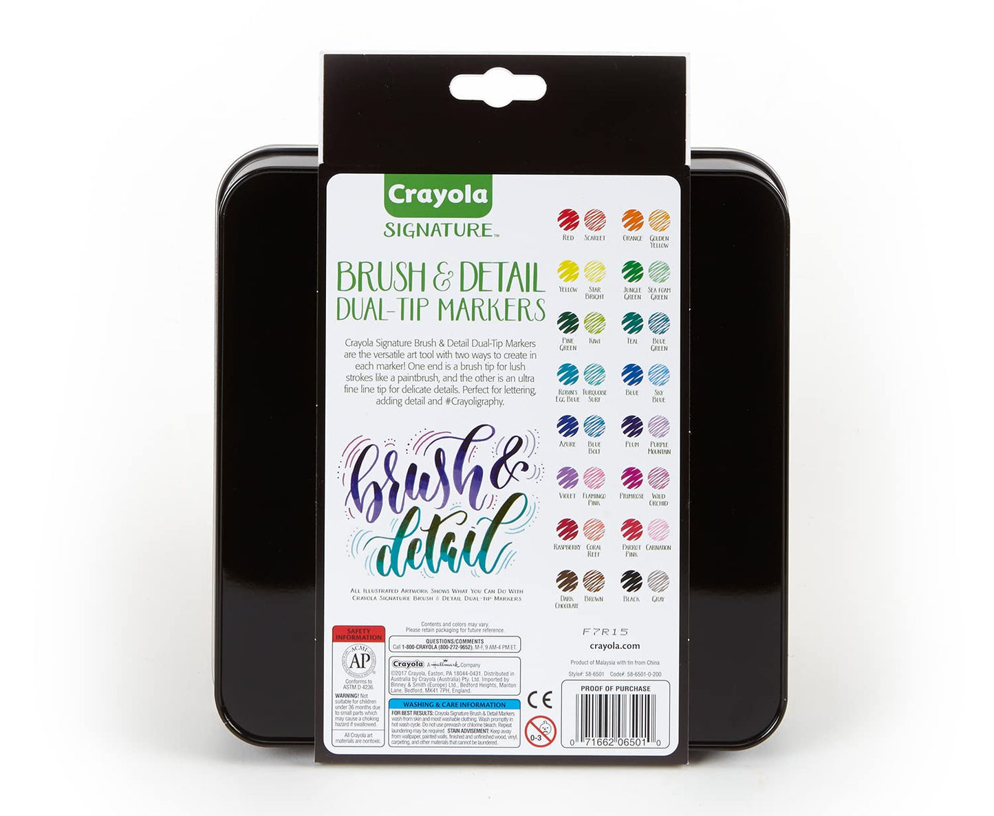 Crayola Brush & Detail Dual Tip Markers, Calligraphy Set, Gift