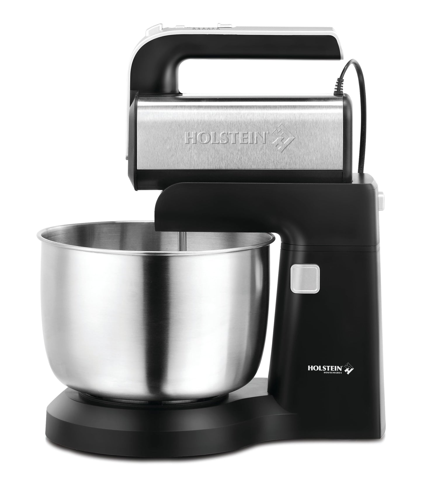 Holstein Housewares 5-Speed Hand and Stand Mixer, 250W Power with LED Light, Black and Stainless Steel – Versatile Mixer for Baking, Whipping, and More