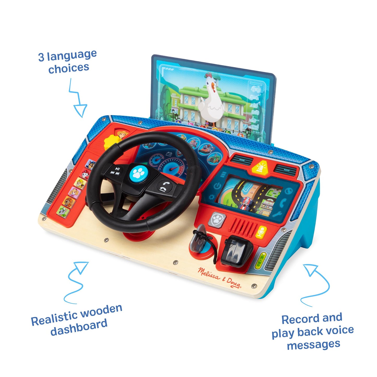 Melissa & Doug PAW Patrol Rescue Mission Wooden DashboardKids Activity Board, Toddler Sensory Toys, Pretend Play Driving Toy, PAW Patrol Toys for Kids Ages 3+