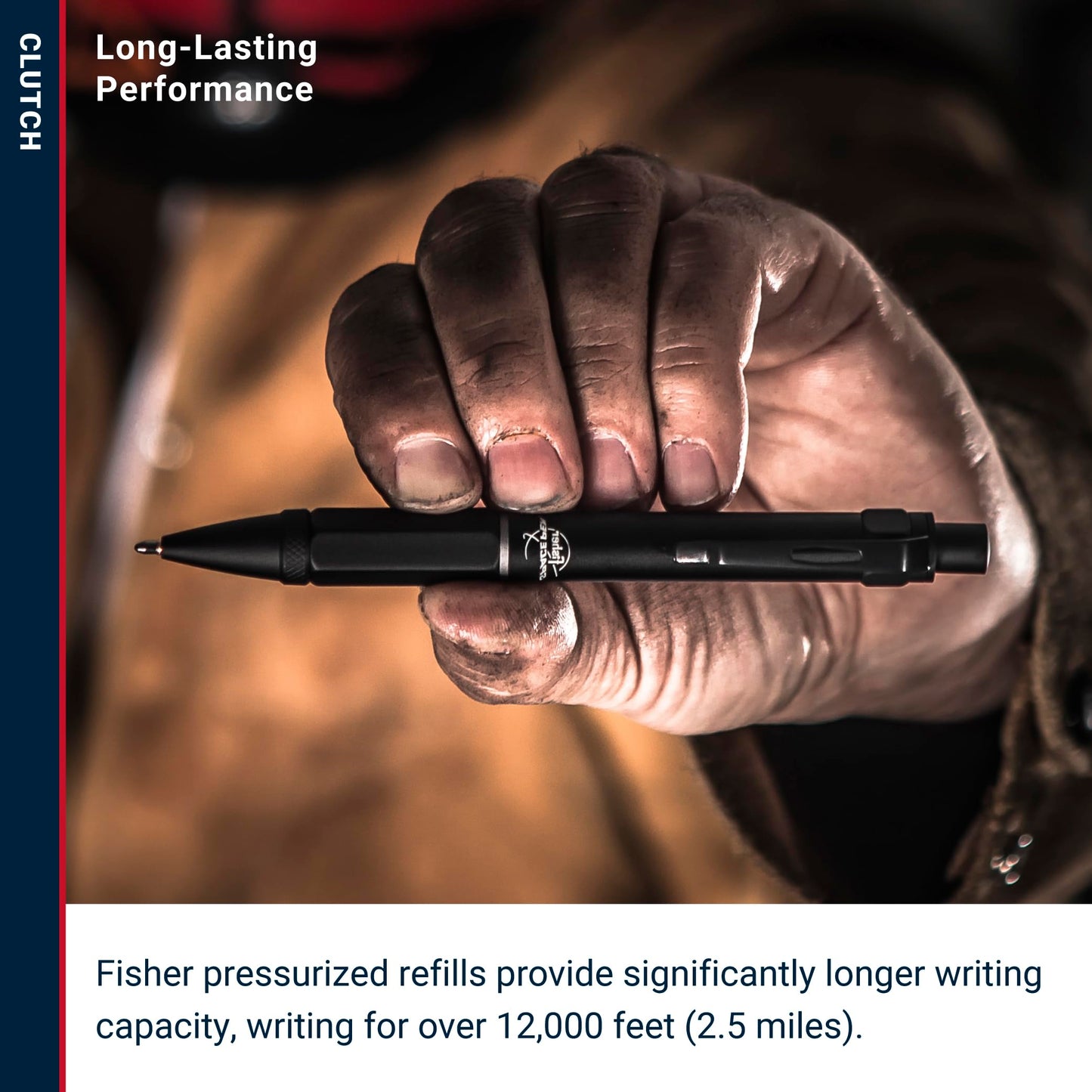 Fisher Space Pen Black Clutch Pen, Pressurized Ballpoint Pen, Writes Upside Down and in Extreme Temperatures, Smooth Black Ink, Medium Point, Pocket Clip, Gift Box