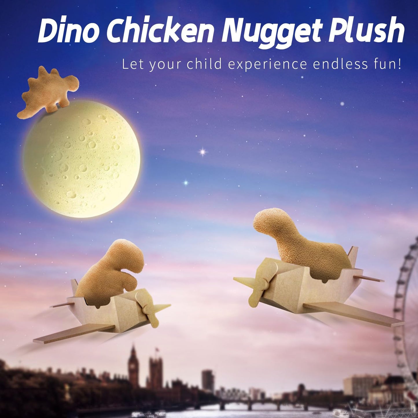 TVVPGG Dino Nugget Plush,Large 23 in Dino Nugget Pillow Stuffed Toy, Funny Dino Chicken Nuggets Pillow Gifts for Kids Adults Girlfriend Christmas