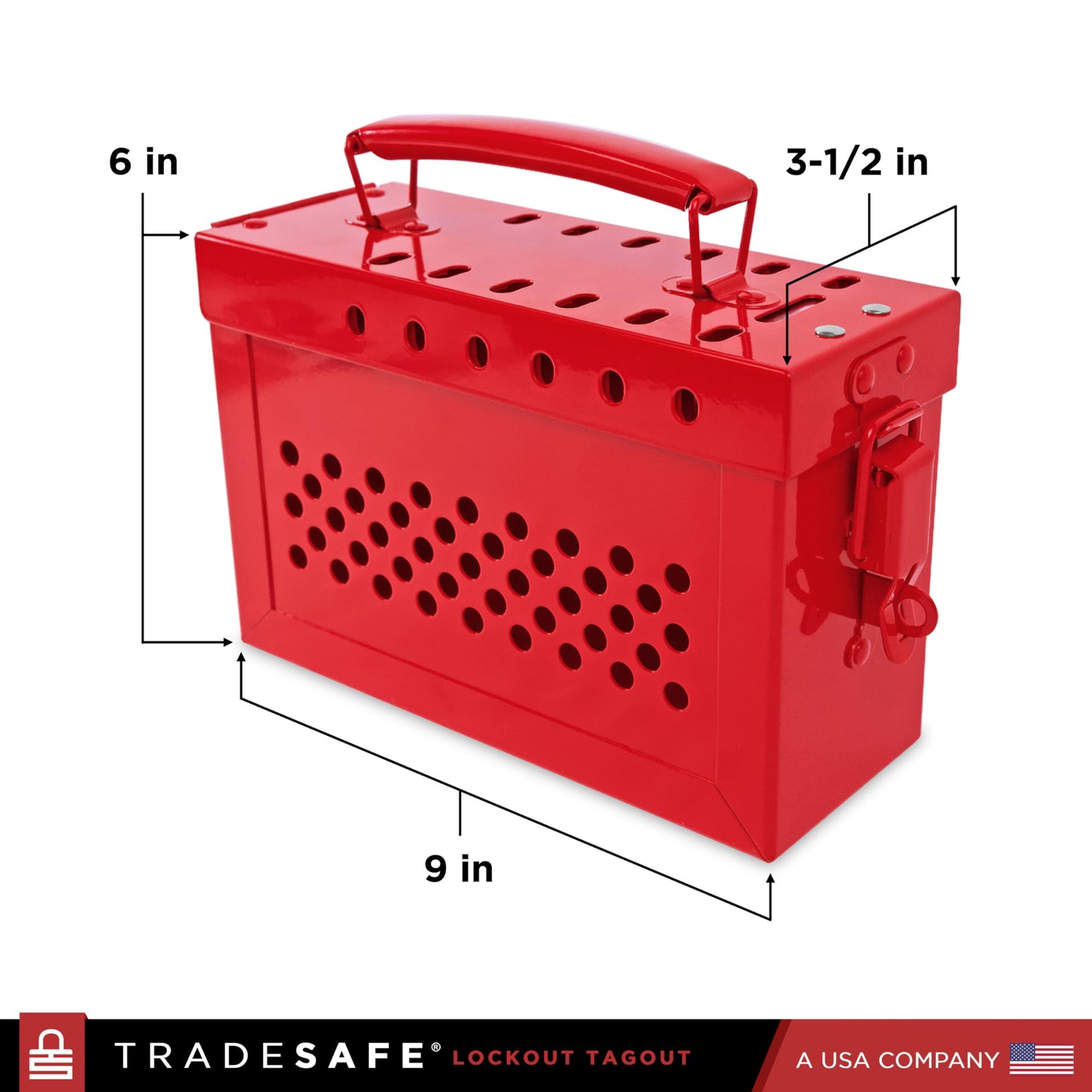 TRADESAFE Lockout Tagout Group Lock Box - Premium Loto Group Box, 18 Gauge Steel Lockout Box, Red Lock Box for OSHA Compliant Group Loto Procedures
