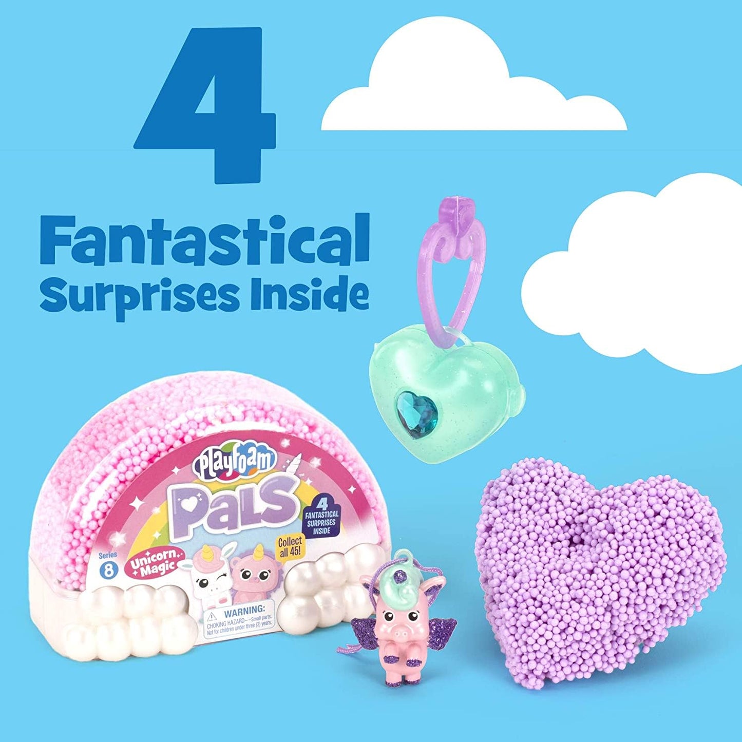 Educational Insights Playfoam Pals Unicorn Magic, Party Pack of 10, Surprise Collectible Charm & Heart-Studded Locket, Sensory, Shaping Fun, Ages 3+