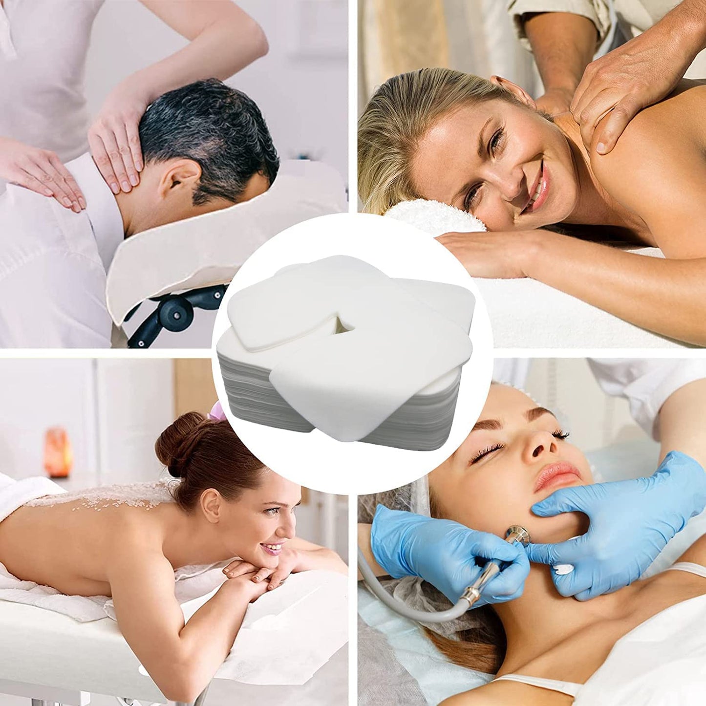 Rngwaper 500 count Disposable Face Cradle Covers Non-Sticking Disposable Massage Headrest Covers Ultra Soft Medical-Grade SPA Face Rest Covers Headrest Covers for Massage Table Chairs 14.2" x 10.6" (500Pcs)