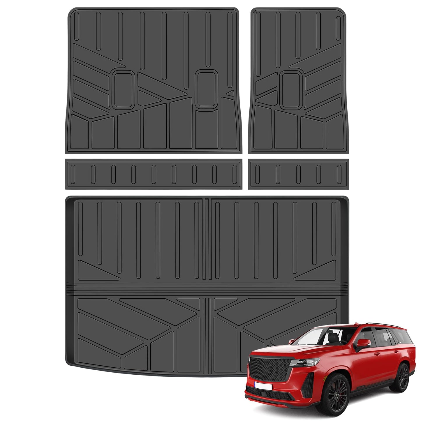 JTYZSM Trunk Mat & Backrest Mat for 2021-2024 Cadillac Escalade ESV Only, Cargo Mats All Weather Rear Seat Back Cargo Liners for 21-24 Escalade ESV 7 Passenger 3rd Row Seats Accessories(Only for ESV)