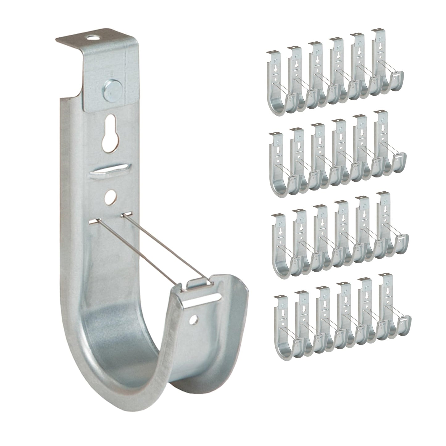 ICC Ceiling Mount J Hook 2” with Retainer Clip - Galvanized Steel Cable Management Hooks for Hanging Cable - Rust-Resistant, EIA and TIA Compliant - 2 Inch 25-Pack