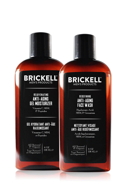 Brickell Men's Products Enhancing Gel Anti-Aging Routine, Gel Facial Cleanser and Gel Face Moisturizer, Men's Skin Care Gift Set