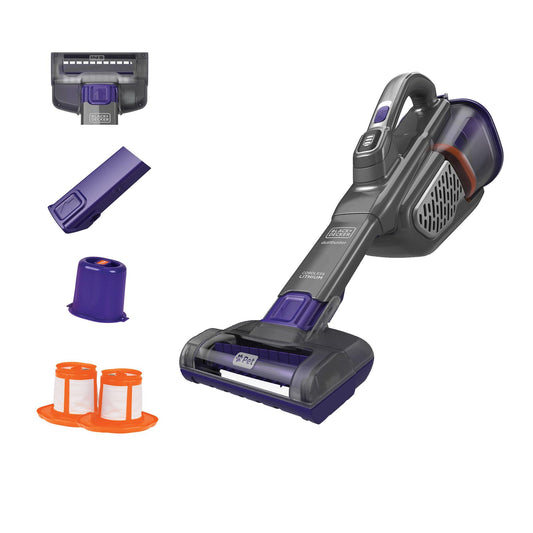 BLACK+DECKER dust buster Handheld Vacuum Cordless, Pet Hair Vacuum, Portable for Home and Car with Pet Brush, Rechargeable, Powerful Suction, Washable Bowl Filter,furbuster AdvancedClean (HHVK515JP07)