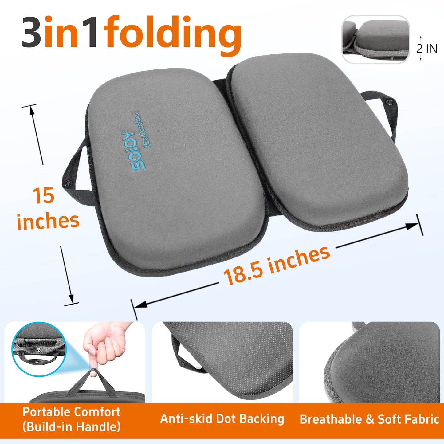Sojoy 3 in 1 Gel Seat Cushion (Darkgray)