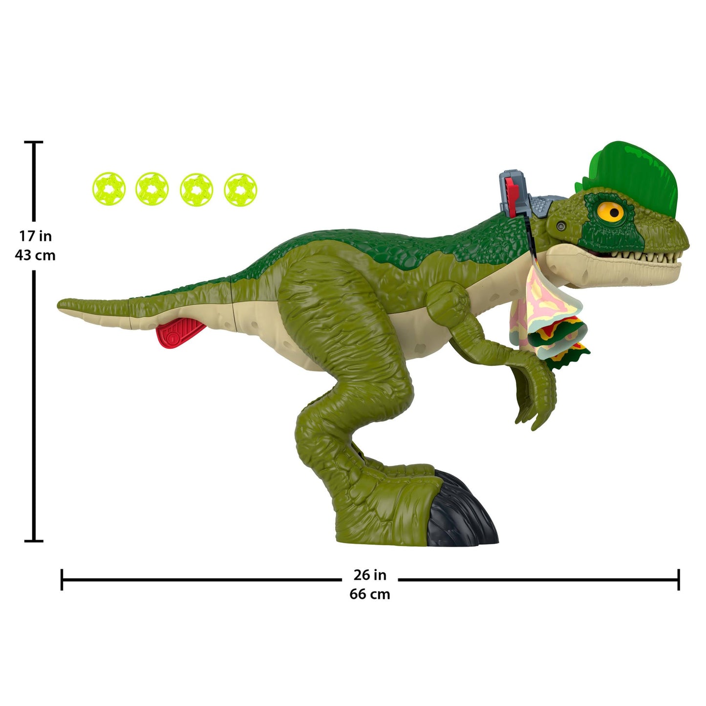 Fisher-Price Imaginext Jurassic World Dinosaur Toy Thrash Attack Dilophosaurus 16+ Inch with Lights & Sounds for Pretend Play Kids Ages 3+ Years