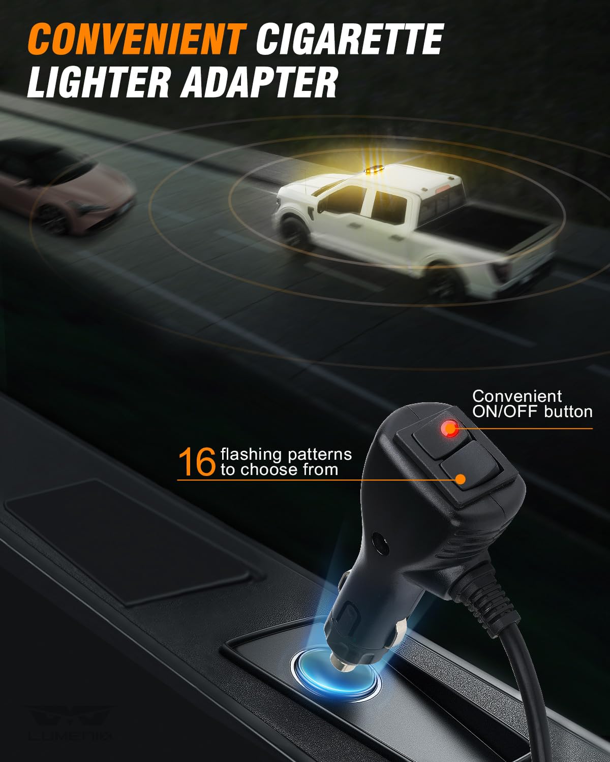 LUMENIX 56 LED Roof Top Strobe Beacon Lights Bar Rooftop Hazard Warning Emergency Safety Flashing Plow Light for Construction Vehicles Tow Commercial Trucks Postal Security Cars Snowplow - Amber White