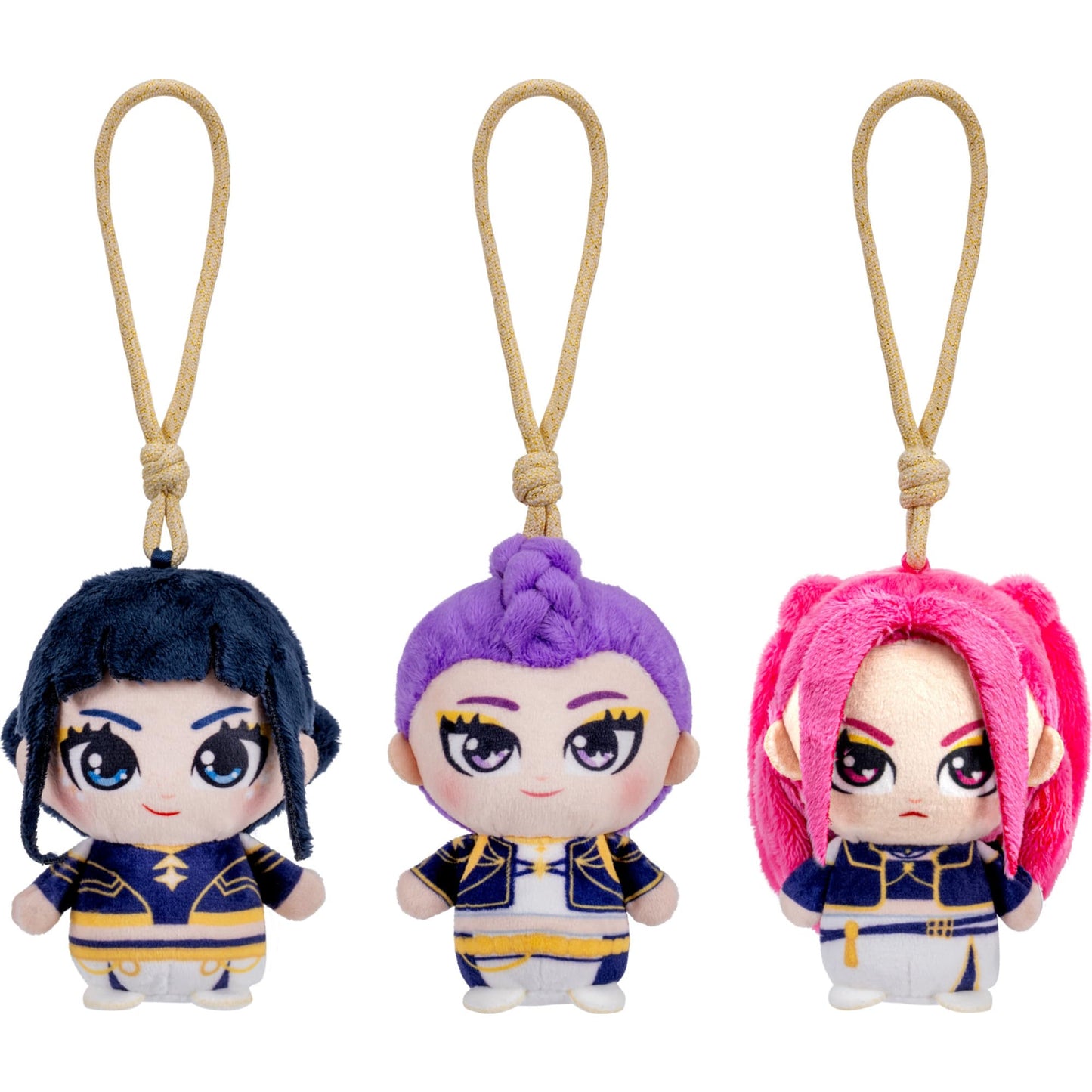 Kpop Demon Hunters 3-Pack 4-inch Clip-On Plush - Rumi, Mira, and Zoey Mini Collectible Character Clips for On-The-Go Fans - Ages 6+