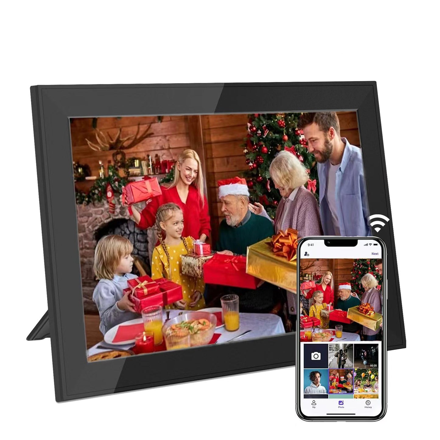 HE Baixu elx 10.1 Inch WiFi Digital Picture Frame, Smart Electronic Clound Digital Photo Frame with 1280 * 800 HD Touch Screen, Instantly Share Photos & Video, Gift for Friend and Family
