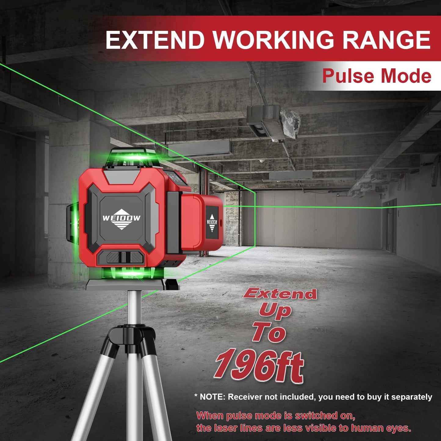 Laser Level 360 Self Leveling with Tripod,WEIDDW 4D Lazer Level,4x360° Cross Line Laser for Construction Project Renovation,Floor Tile, Laser Level Lines Tool with 4800mAh Batteries