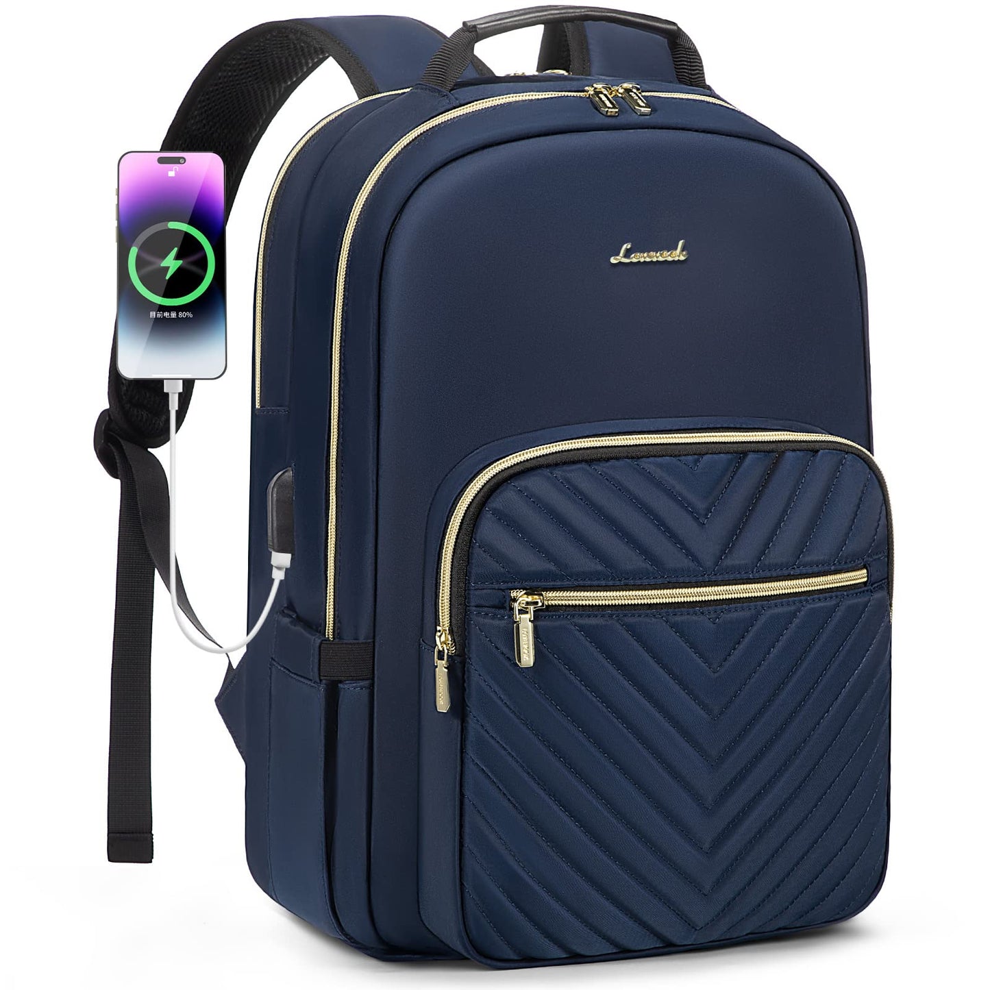 LOVEVOOK Laptop Backpack for Women 15.6 inch,Cute Womens Travel Backpack Purse,Professional Laptop Computer Bag,Waterproof Work Business College Teacher Bags Carry on Backpack with USB Port,Navy Blue
