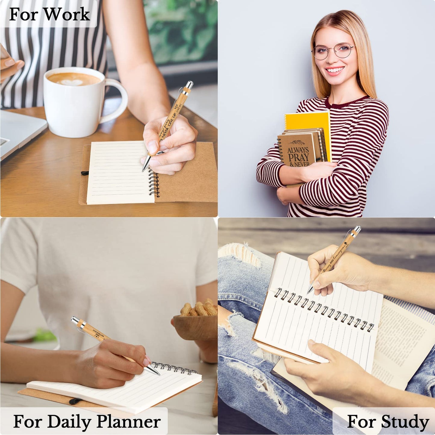 Kosiz 100 Pcs/ 50 Set Father's Day Christian Gift Bulk Include Spiral Notebook and Bible Verse Ballpoint Pen Prayer Journal Religious Gift for Church Members & Study Groups Men Women Sunday School