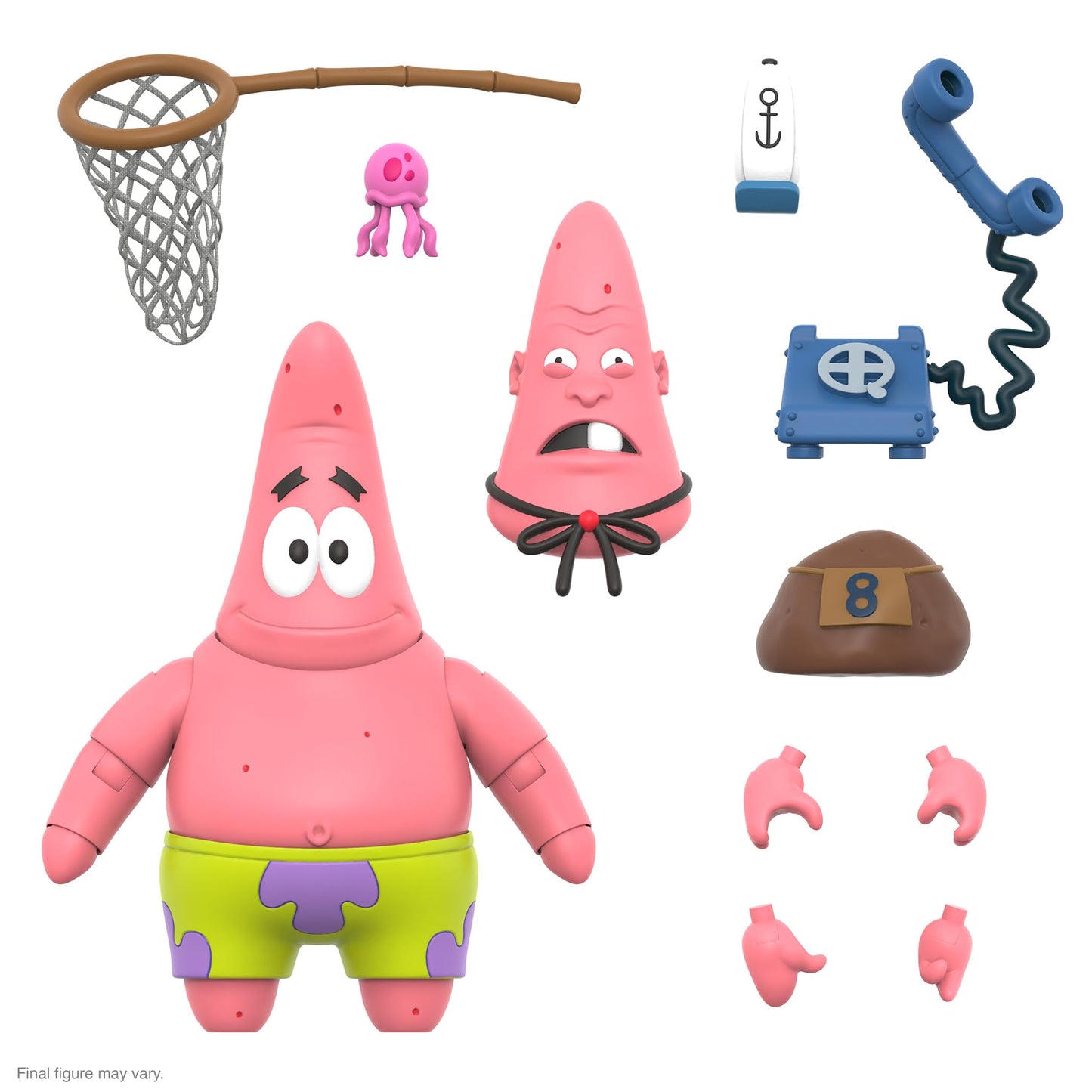 Super7 ULTIMATES! Spongebob Squarepants Patrick Starr - 7" Spongebob Action Figure with Accessories Classic Cartoon Collectibles and Retro Toys