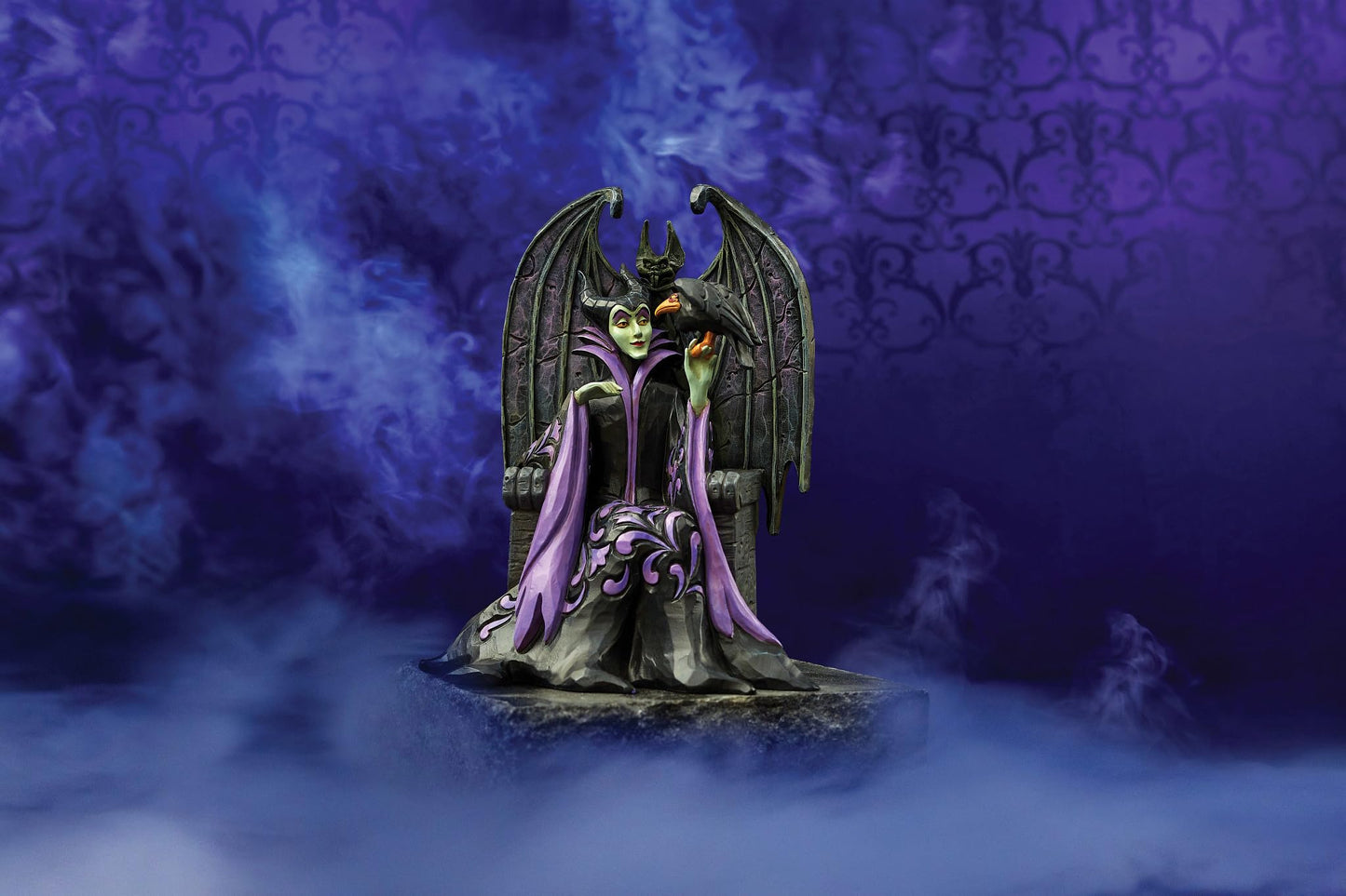 Enesco Disney Traditions Collection by Jim Shore Sleeping Beauty Maleficent Sitting on Throne Figurine- Resin Hand Painted Crafted Disney Halloween Collectible Figurines Home Decor Statue, 4 Inch