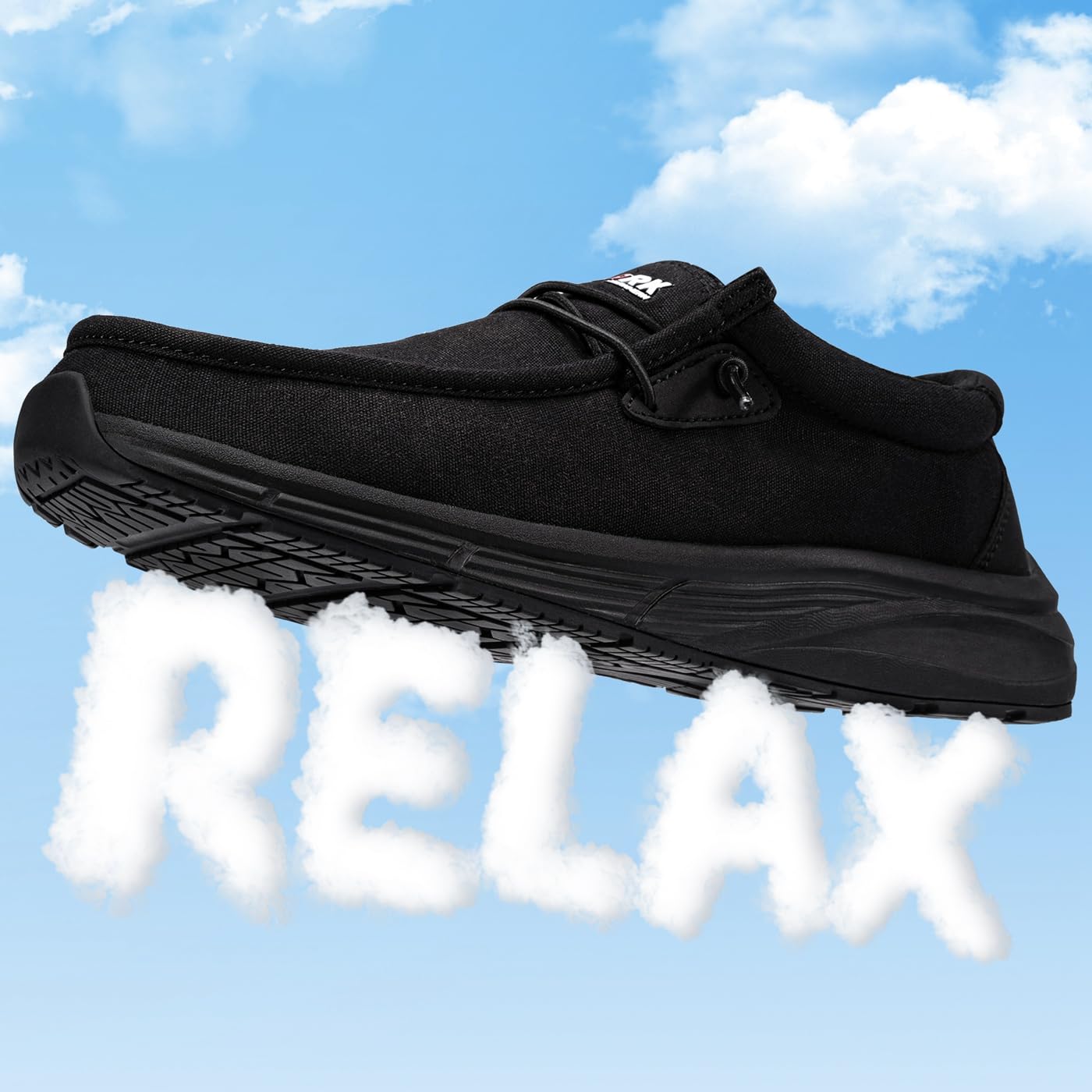 LARNMERN Men Slip On Work Shoes Non Slip Shoes Food Service Loafers Kitchen Chef Shoes Slip Resistant Memory Fishing Driver Boat Shoes Canvas Casual Walking Shoes /10.5US/Black