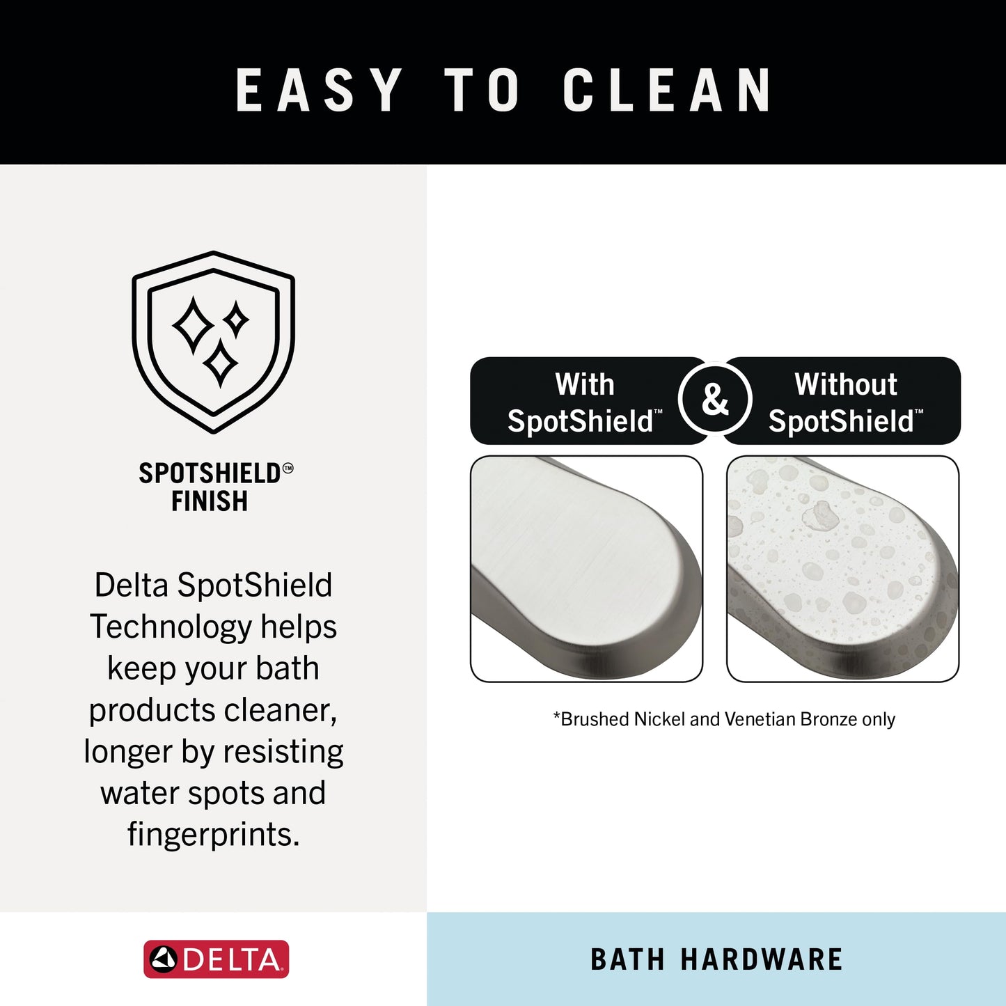 Delta ARV64-DN Arvo 4-Piece Bath Hardware Set 18-in Towel Bar w/ 6-in Extender, Toilet Paper Holder, Towel Ring, Hook, Brushed Nickel