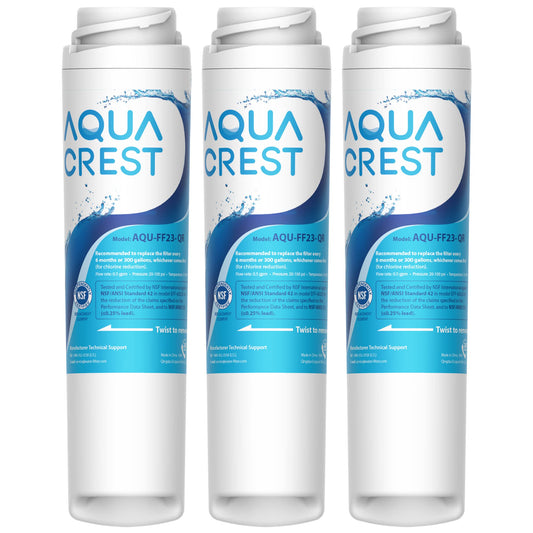 AQUACREST GXRLQR Undersink Inline Water Filter, NSF 42 Certified, Reduces Chlorine, Taste&Odor, Replacement for GE SmartWater Twist and Lock in-Line GXRLQR Water Filter (Pack of 3)