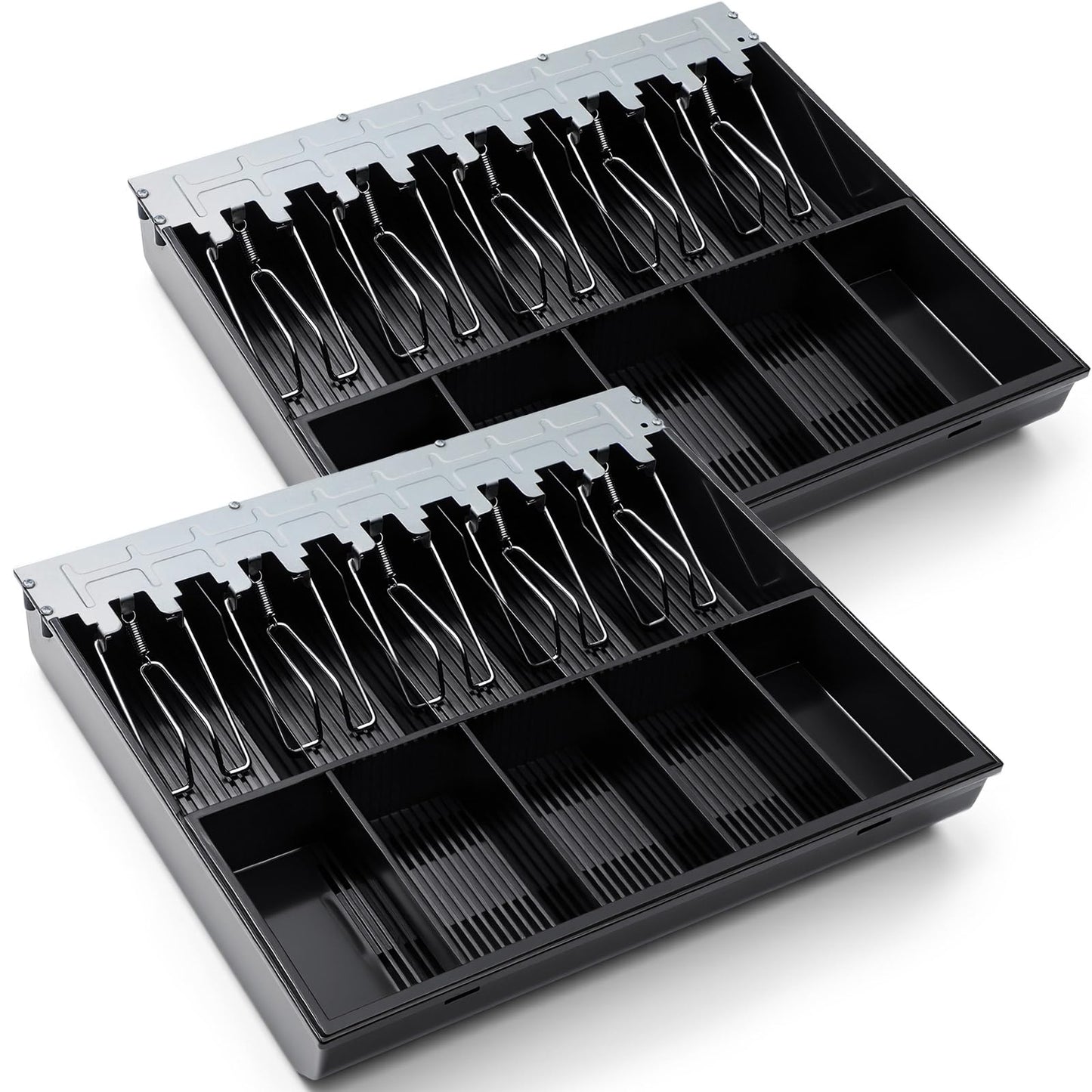 Geelin 2 Pcs 16 Inch Cash Drawer Tray for Small Business, Heavy Duty Cash Drawer Insert 5 Bills and 5 Coins Money Organizer for Money Storage