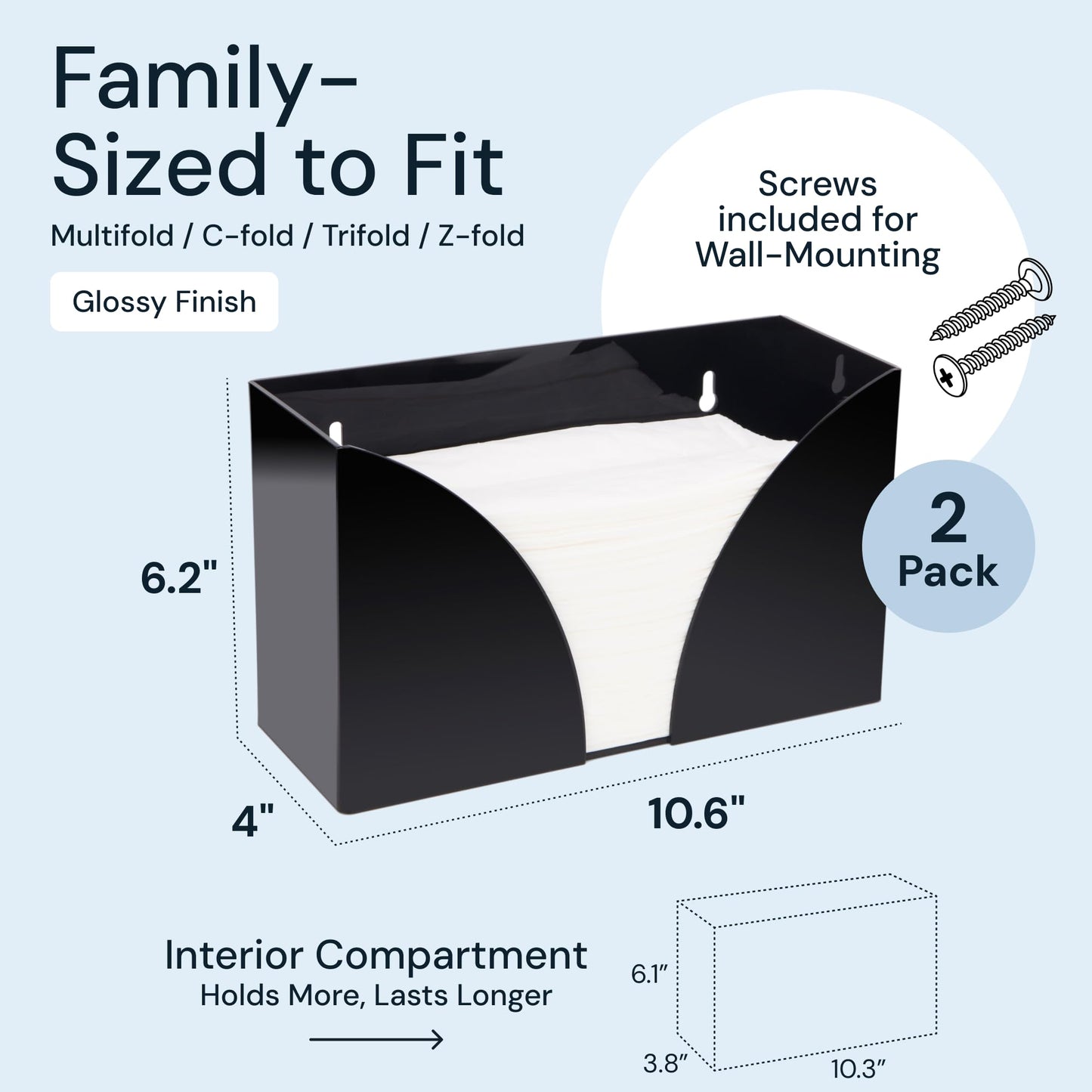 SimplyImagine Countertop Paper Towel Holder for Wall Mount, 2 Pack - Acrylic Paper Towel Dispenser & Napkin Holder for Bathroom - Kitchen Accessories