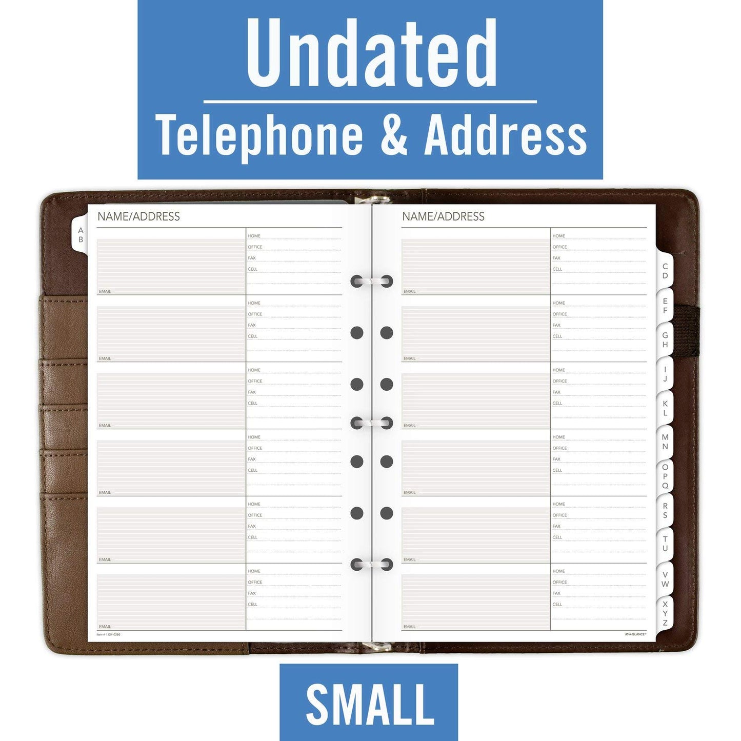 AT-A-Glance Day Runner Harrison Phone and Address Book, Directory, 5-1/2" x 8-1/2", Size 4, Brown (1124-0286)