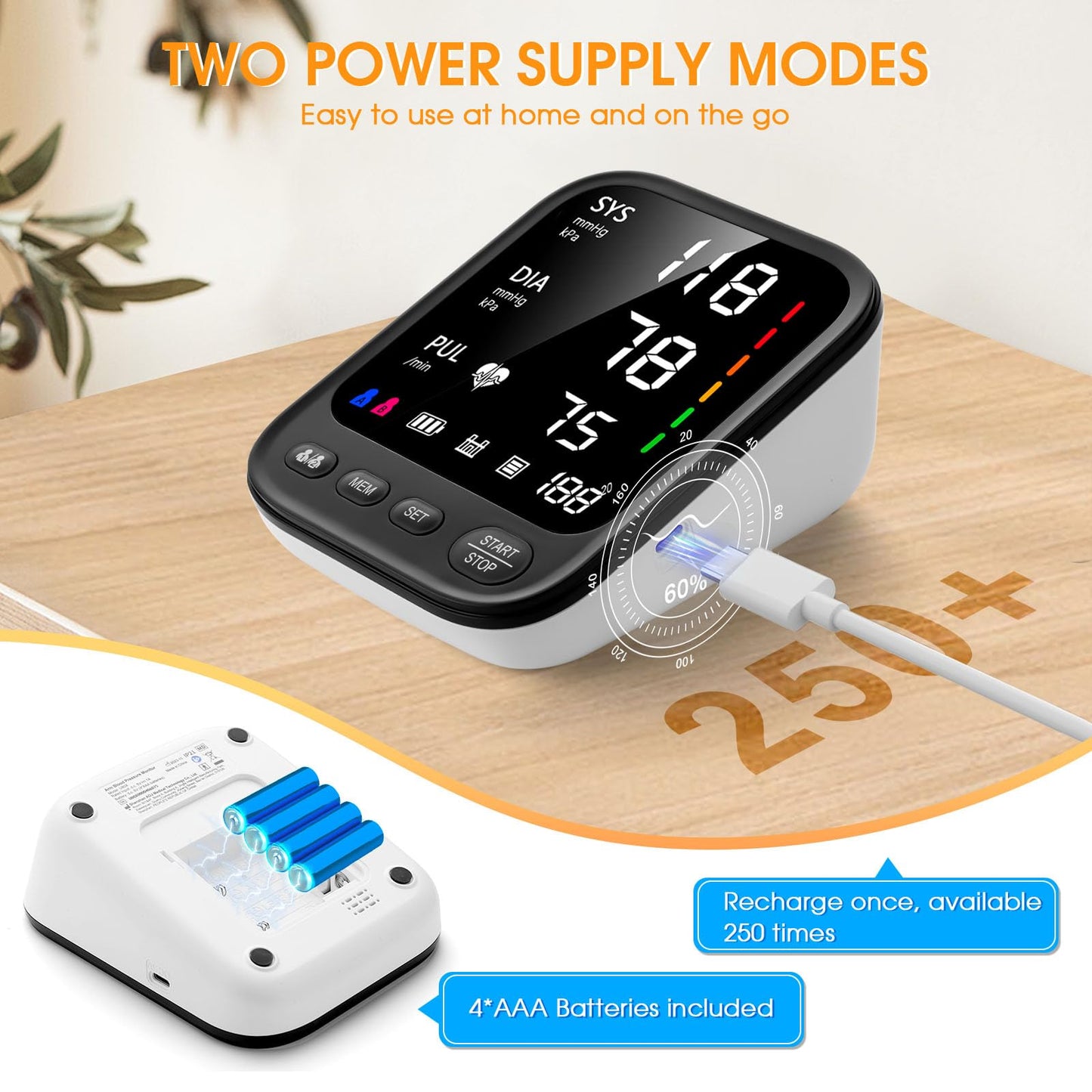 Blood Pressure Machine, Automatic Upper Arm Blood Pressure Monitor with 2x199 readout, 4.5 inch Backlit Large Screen Adjustable Large Cuff 9 to 17 inches - arrhythmia and Home Hypertension Detector