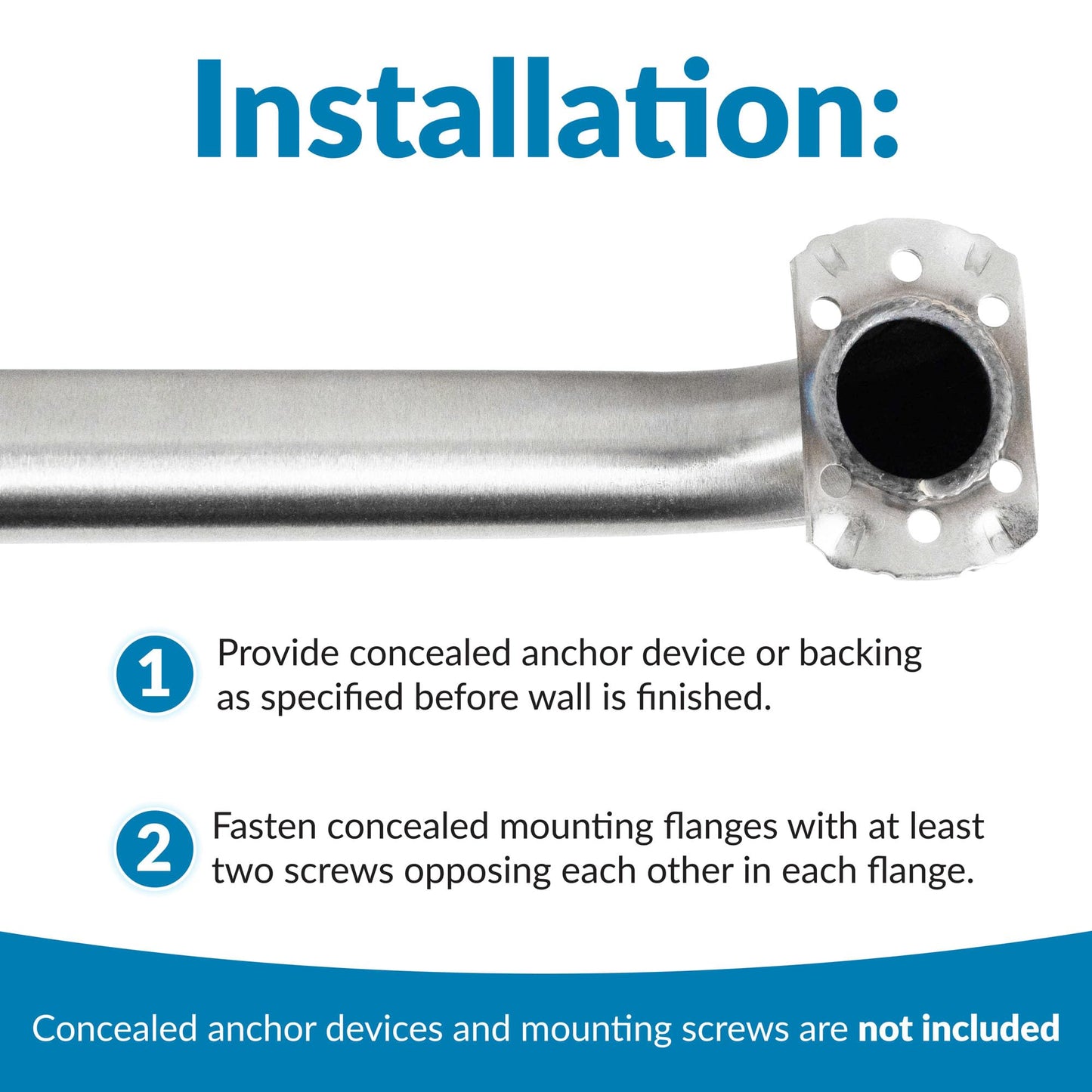 Concealed Mounting with Diameter Snap Flange Grab Bar Grab Bar Size: 36"