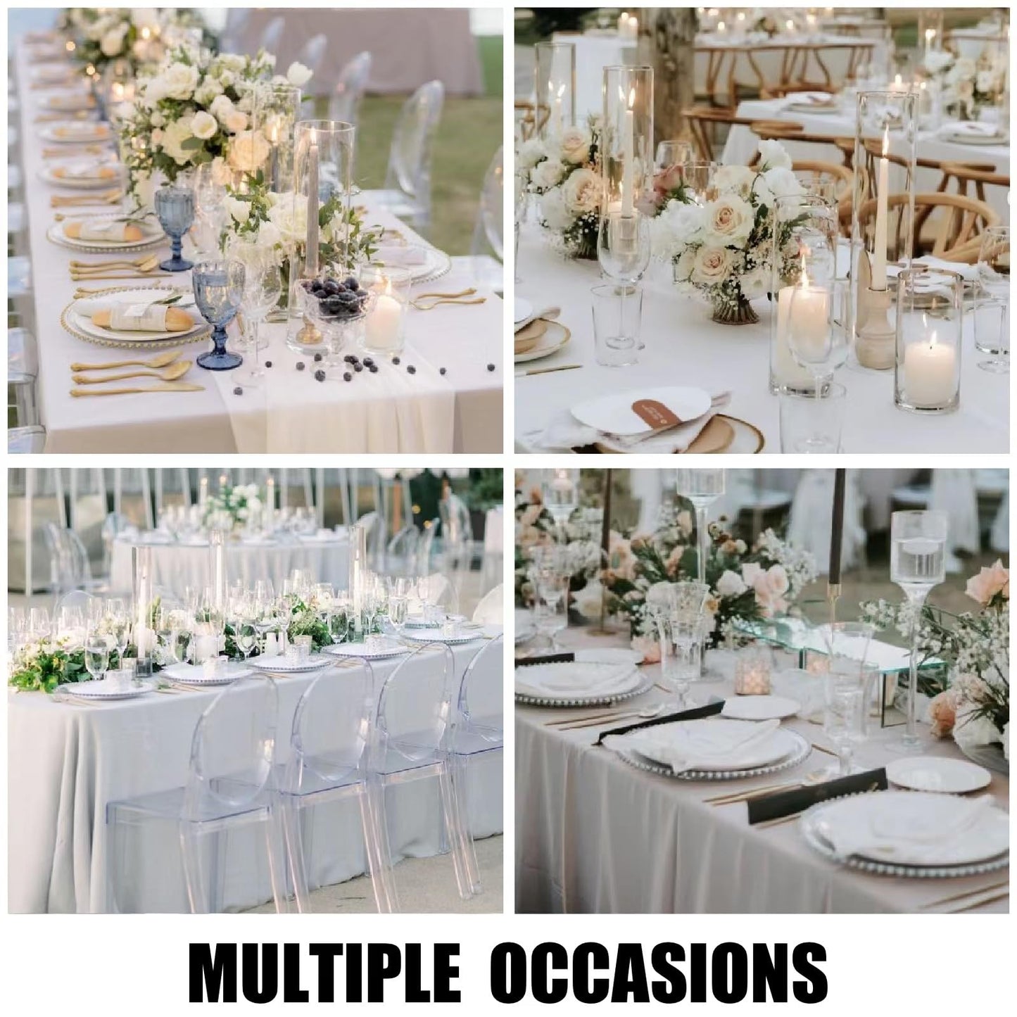 RAINISH 8 Pack White Table Cloth 60 x 102 Inch Polyester tablecloths for 6 Foot Rectangle Tables, Stain and Wrinkle Resistant Washable Fabric White Table Covers for Parties, Wedding, Banquet, Dining