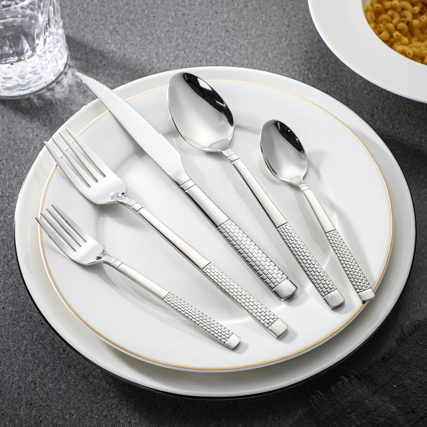 40-Piece Stainless Steel Silverware Set,Flatware Set Service for 8 Includes Forks Spoons Knives Kitchen Cutlery Utensil Set for Home Restaurant Hotel