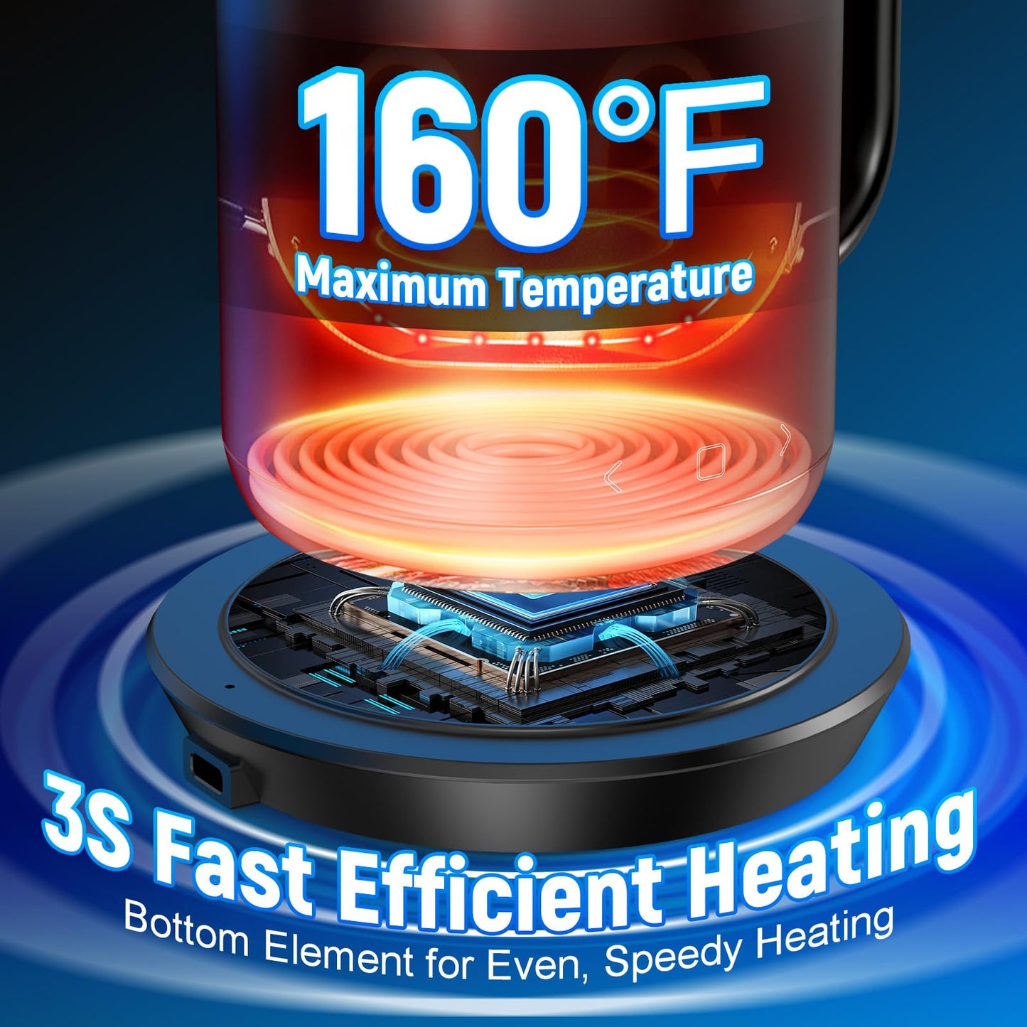 Civexa Rechargeable Self Heating Coffee Mug, Fast Heating & High Temperature, 14 Oz App-Controlled Heated Coffee Mug, 1F Precise Temperature Control Smart Mug Warmer for 150 Min Use