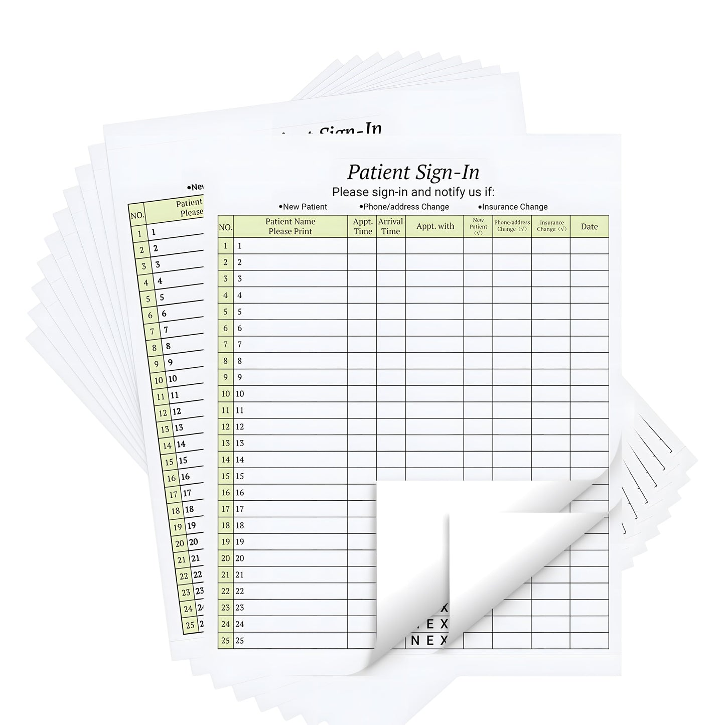 suituts 125 Patient Sign in Sheets, HIPAA Compliant, 3 Part Carbonless Patient Sign in Forms, Peel Off Adhesive Sign in Sheet for Medical Offices, Doctors, Clinic, 3125 Labels