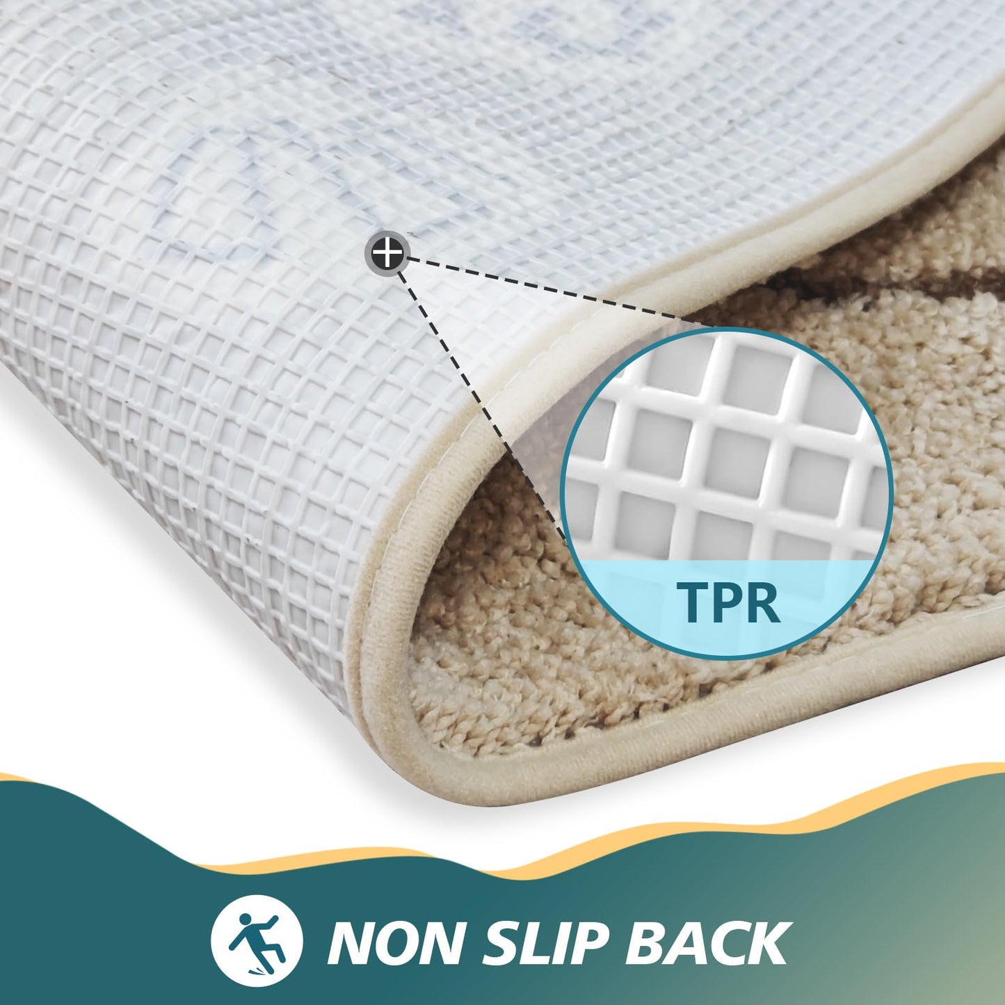 Beach Bathroom Rugs Soft Absorbent Ocean Wave Bath Mat with Non-Slip Backing Coastal Decor for Bathroom Kitchen Entryway, Blue Sea Design with Starfish Shells Pattern Bath Decor(C, 28"x59")