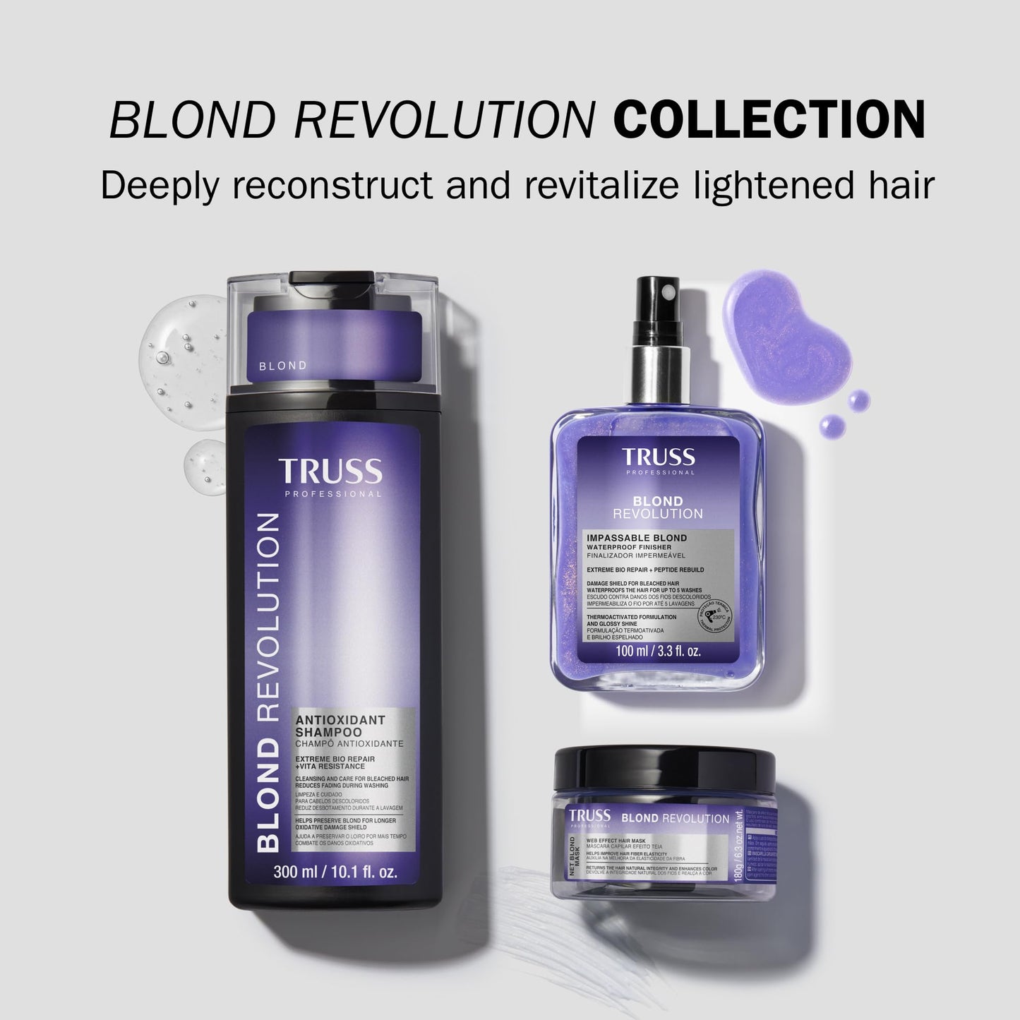 TRUSS Blond Revolution Blonde Shampoo - Gentle Cleansing Shampoo for Color Treated Hair - Preserves Luminous Blonde Coloring While Fighting Oxidation & Increasing Shine (10 fl oz)
