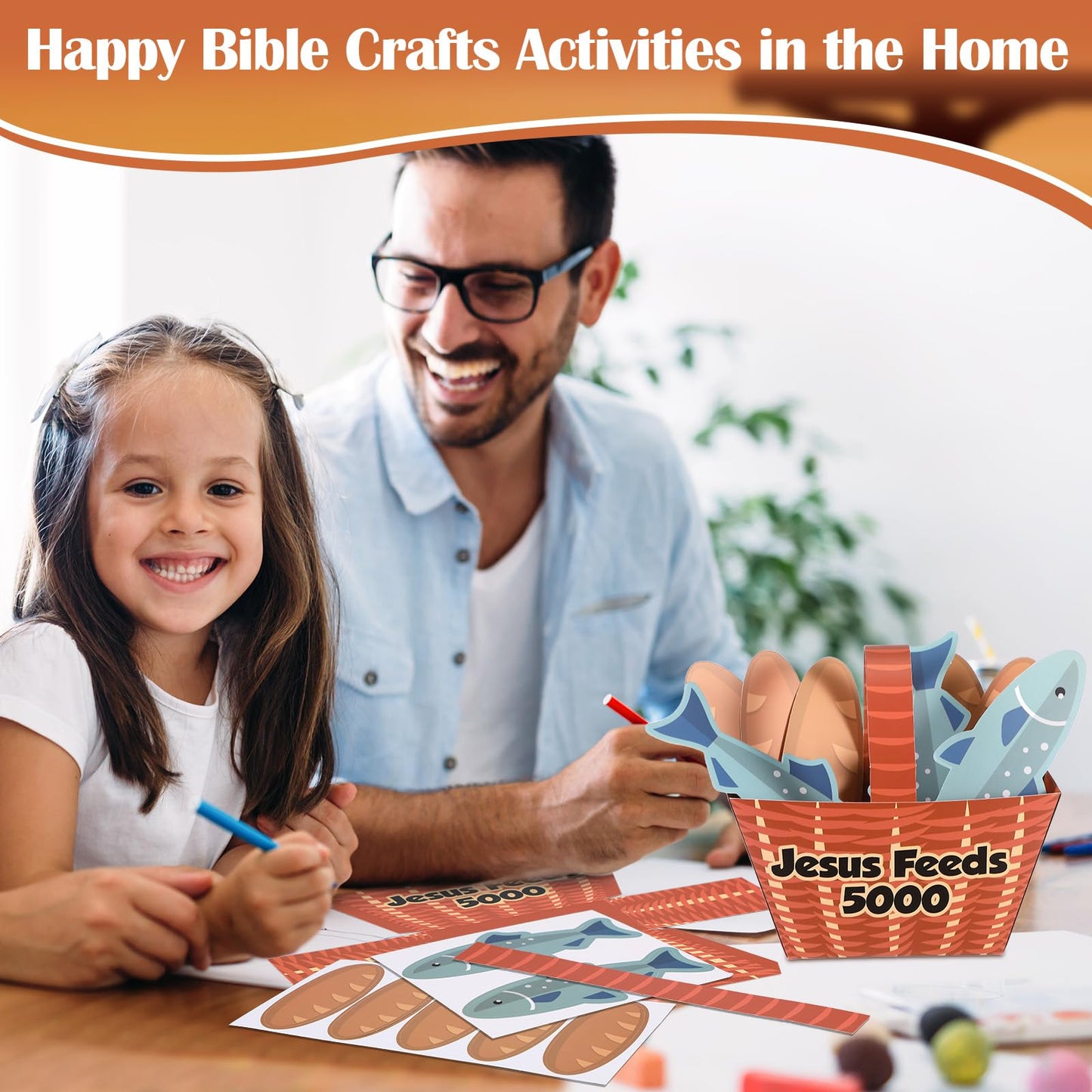 Motipuns 24 Set Jesus Feeds 5000 Craft Kit Sunday School VBS Religious Craft DIY Christian Handheld Basket Fisher of Men Vacation Bible School Gift for Home Church Preschool Activity Supplies