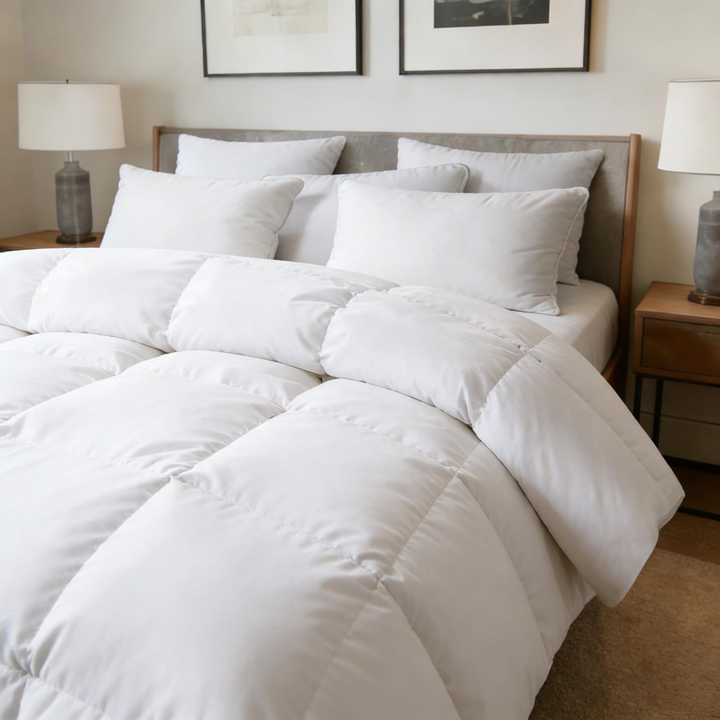 Hotel Suite Feather Down Comforter, Natural Fluffy Duvet Insert, Luxurious Hotel Collection Quilts, All Season Bedding Comforter, 100% Cotton Cover（Twin Size, 68 x 88 Inch, White）