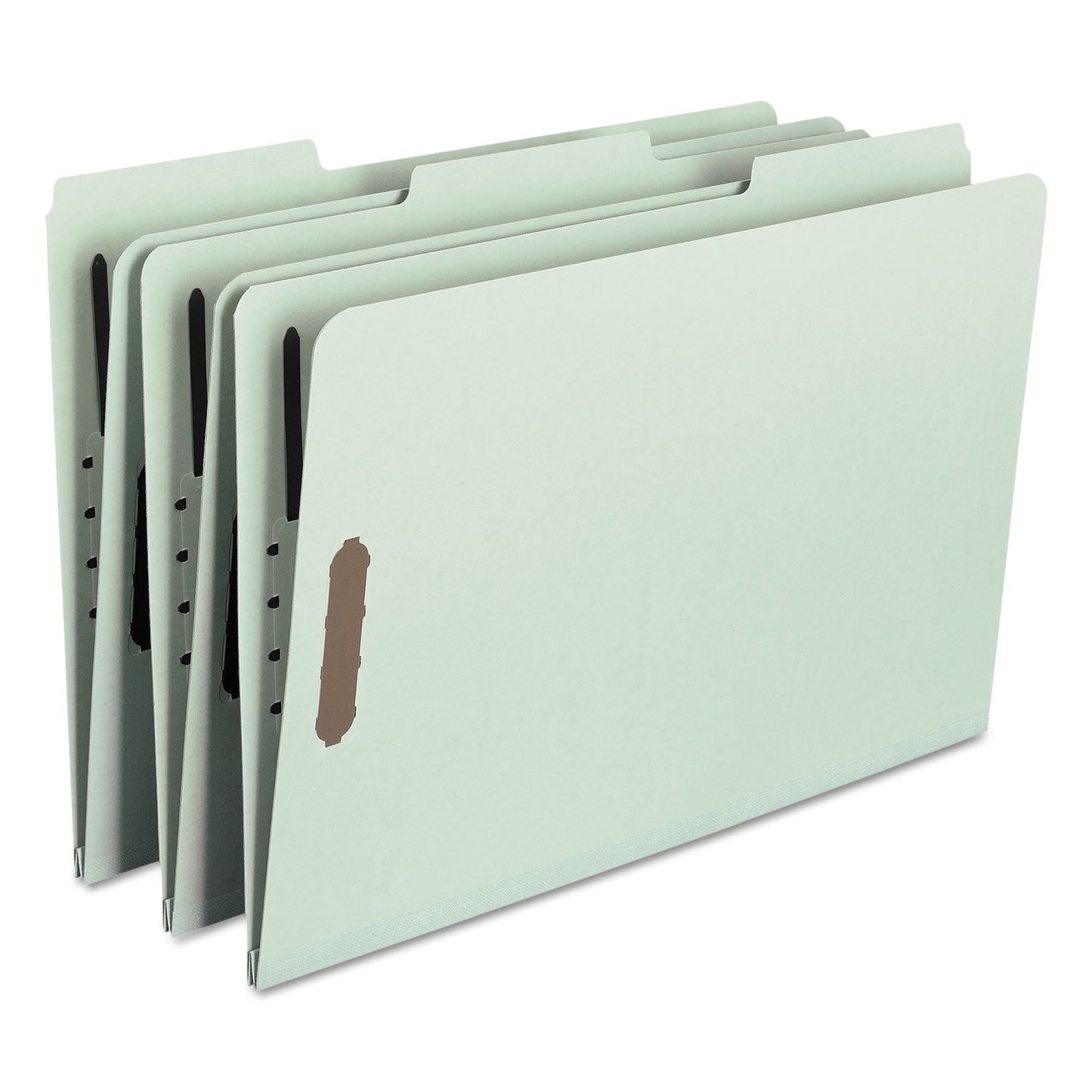 Smead 100% Recycled Pressboard Fastener File Folder, 2 Fasteners, 1/3-Cut Tab, 1" Expansion, Legal Size, Gray/Green, 25 per Box (20003)
