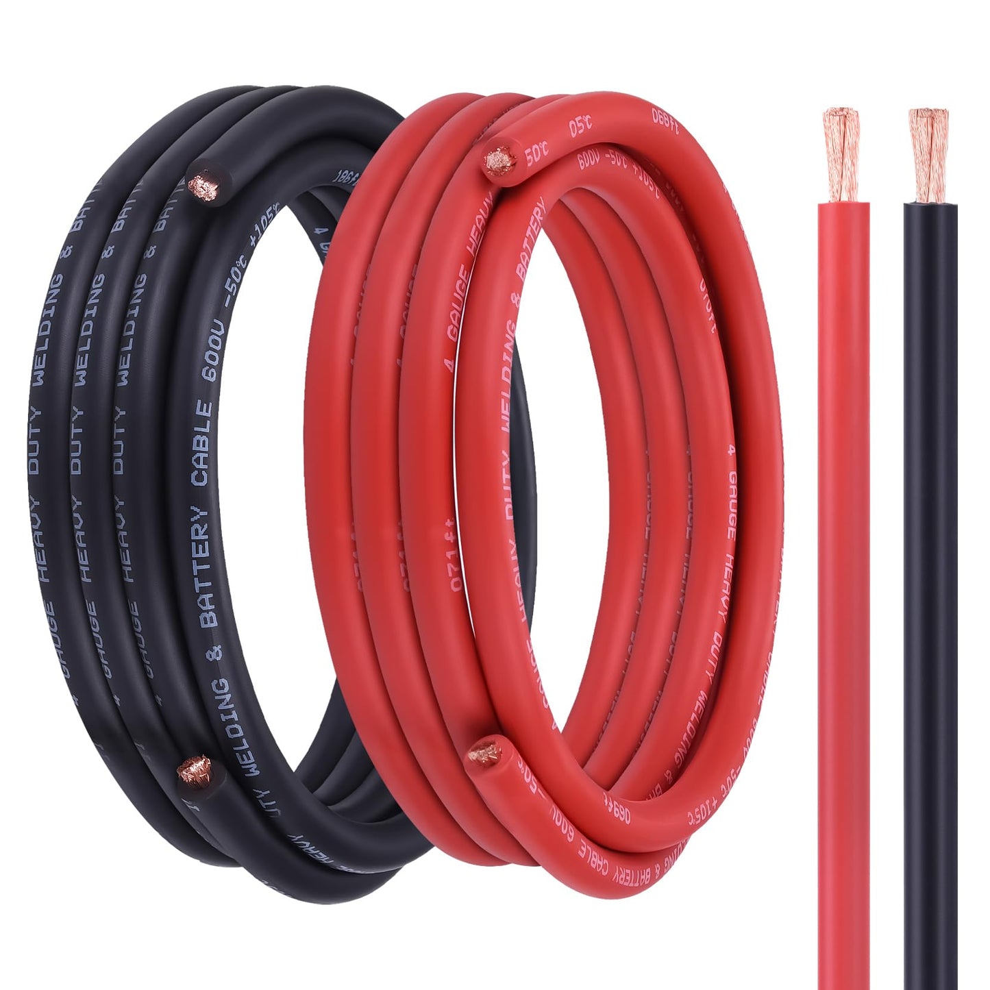 Geosiry 4 Gauge Battery Cable, 15FT Red + 15FT Black 4 AWG Welding Cable, Stranded Oxygen-Free Copper Wire for Automotive, Battery, Solar, Marine and Generator