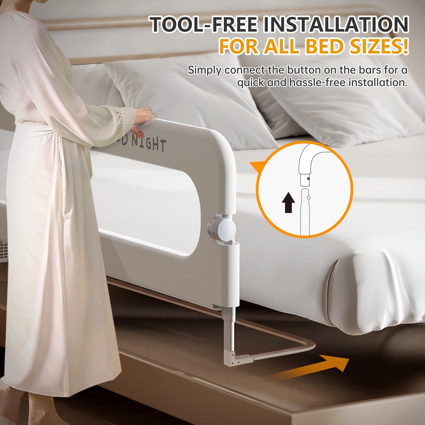 strenkitech Foldable Toddler Bed Rails - Kids Guard Bumper for Crib Safe Bed Side Rail for Twin Queen King Full Size Beds (59inch)