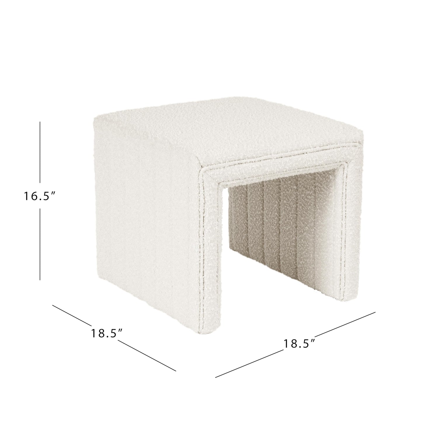 HomePop Modern Channel Tufted Ottoman|Homepop Home Décor|Ottoman for Living Room & Bedroom - Cream Boucle