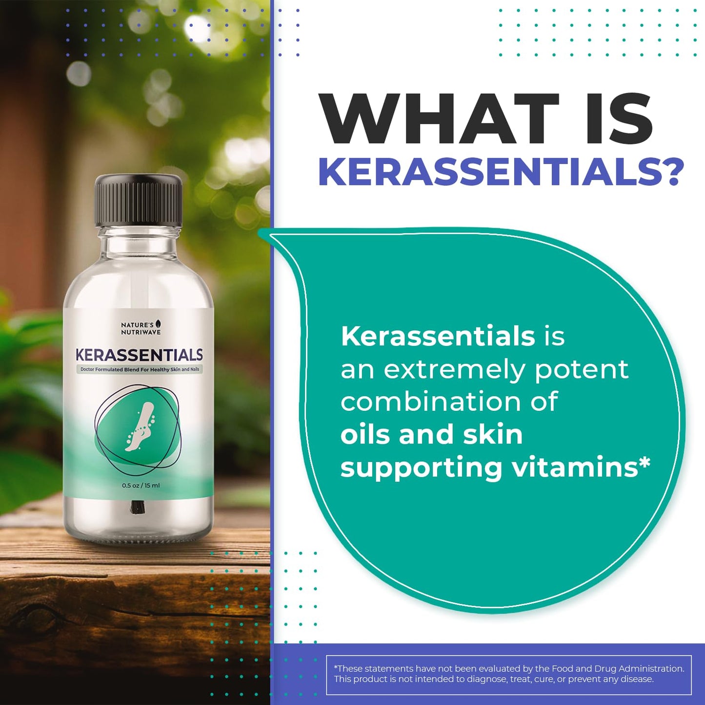 Nature’s NutriWave Kerassentials - Original Kerassentials Formula, Toenail Treatment Extra Strength for Healthy Nails & Skin - Plant-Based Oil for Improved Nail Appearance, 6 Month Supply
