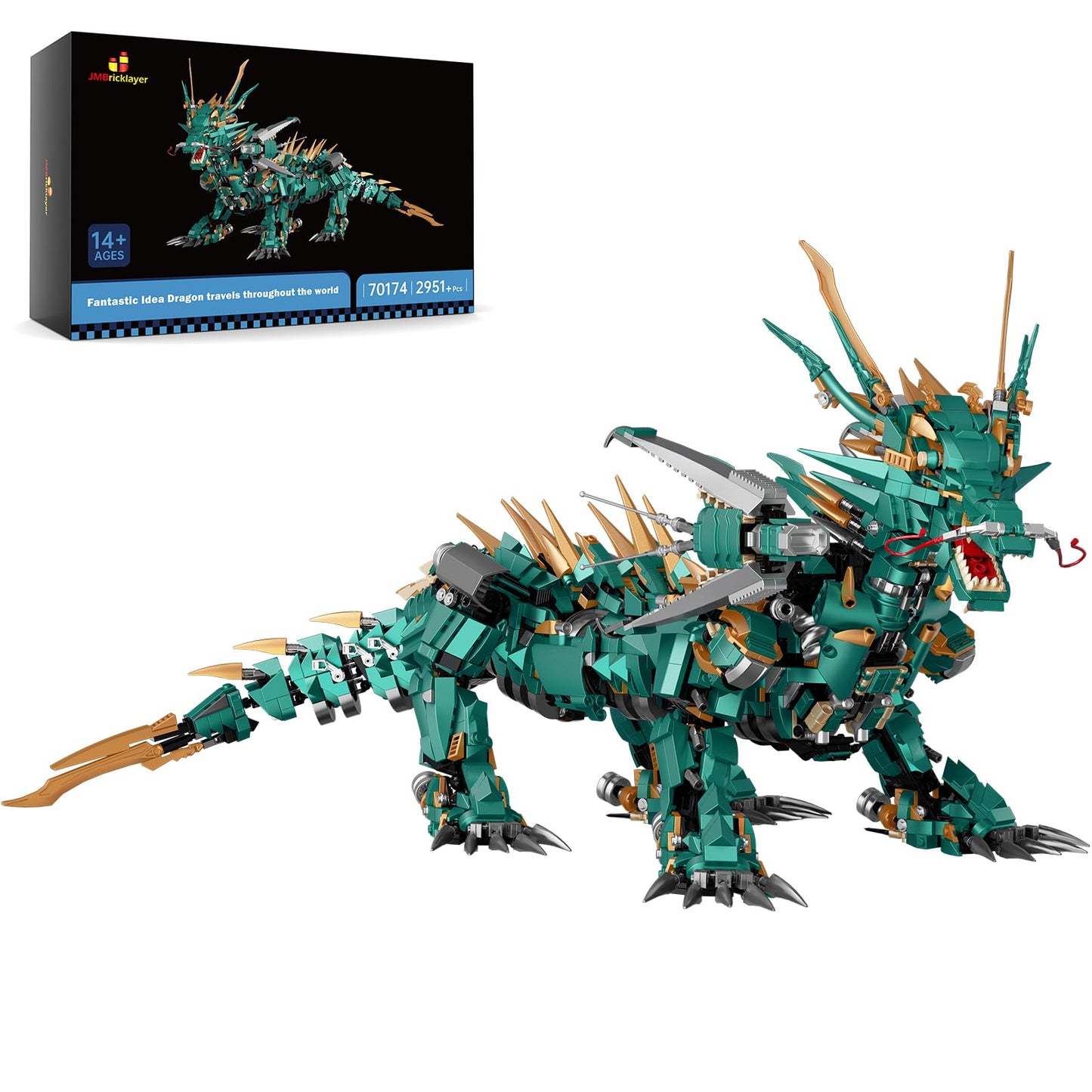 JMBricklayer Dragon Toy Building Set for Adults 70174, Creative Green Mechanical Dragon Animal Building Model Collectible, Home Festival Decor Display Set, Building Toy for Boys Girls Teens