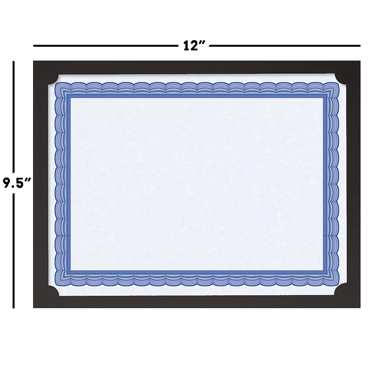 Plain Black Certificate Holders - Pack of 50, Linen Cover 80 lb. Stock, Single-Sided, Die-Cut Corners, for Office, Business Awards, Graduation, School Diploma Holder, 9-1/2" x 12" (Set of 50)